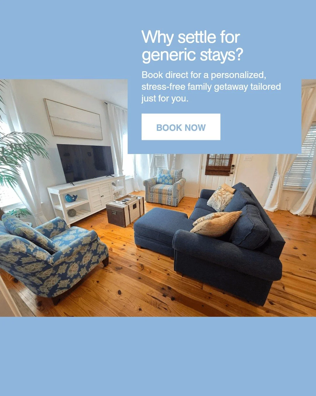 Looking for a getaway that feels truly personal?

Booking direct with us means less stress and more comfort. We tailor every stay with your family in mind, so you can focus on making memories instead of managing bookings.

Ready to experience hassle-