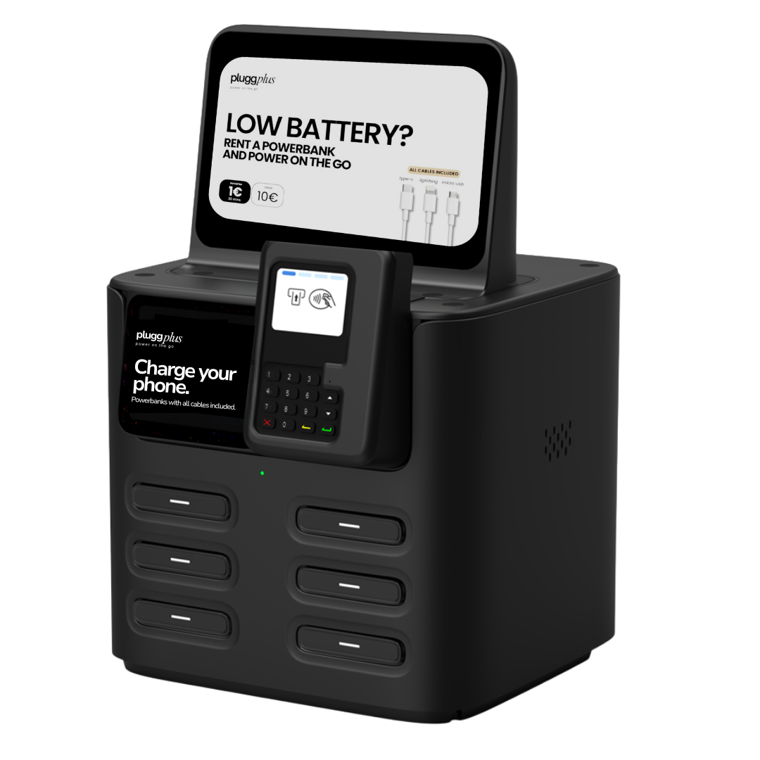 Balança de pagamento automática com tela digital, visor de telefone móvel e leitura de código NFC, usado para transações financeiras em lojas.