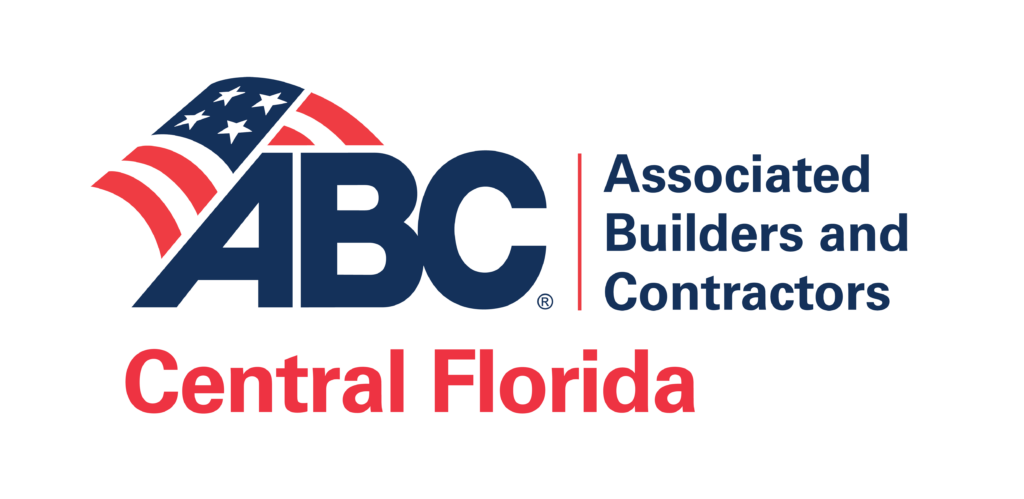 Logo of ABC Associated Builders and Contractors Central Florida with an American flag design element.