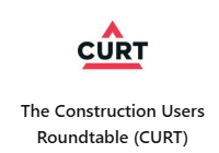 Logo with red peaked roof above the word 'CURT' in black with red underline, and the text 'The Construction Users Roundtable (CURT)' below.