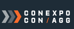 Conexpo Con/Agg logo with three arrows pointing right in gray, orange, and dark gray