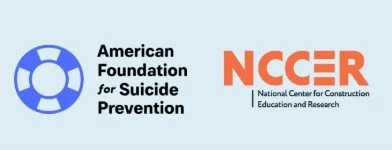 Logos of the American Foundation for Suicide Prevention and the National Center for Construction Education and Research.