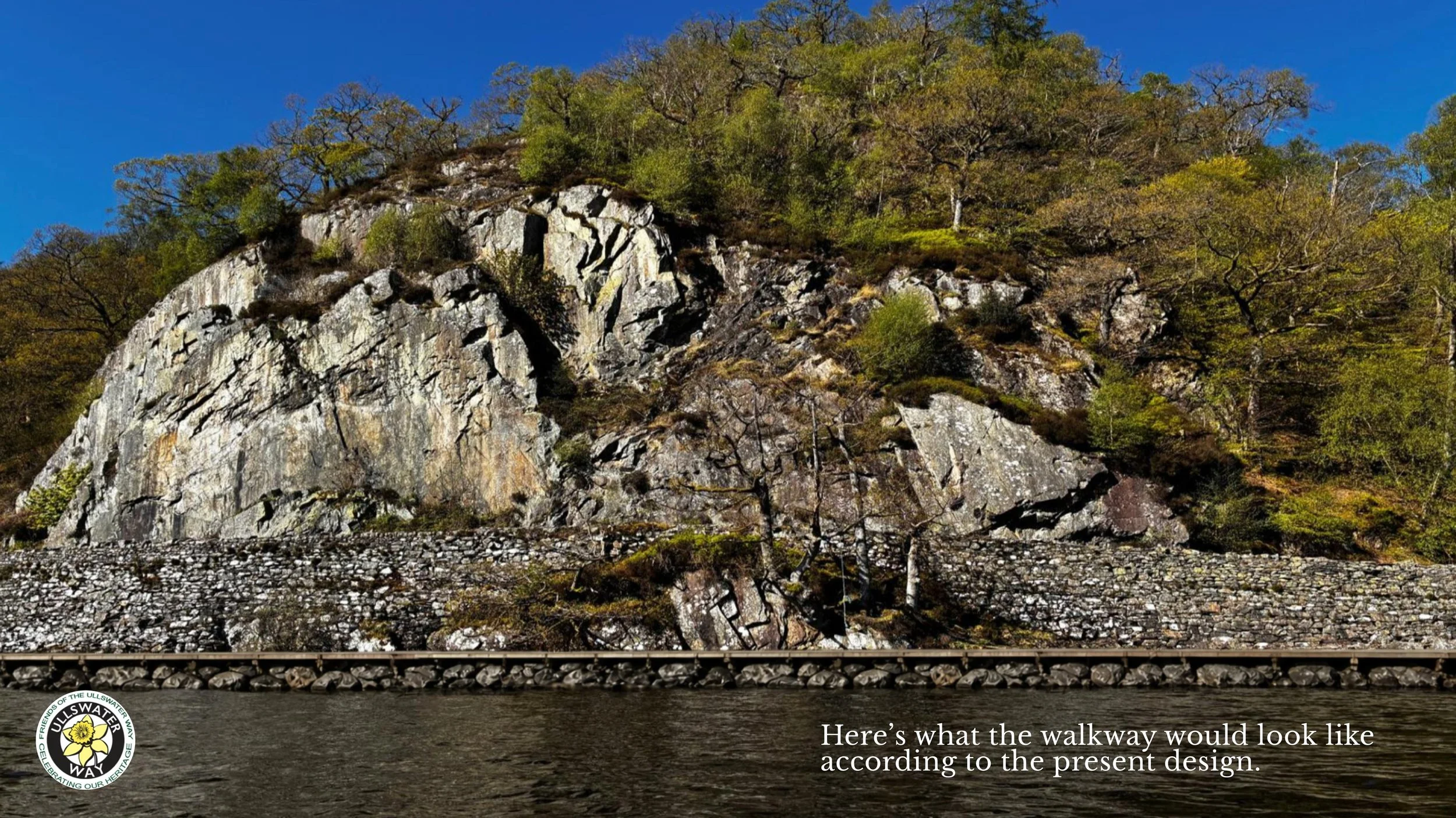 An image depicting what the walkway will look like along the Stybarrow crag section of the A592.