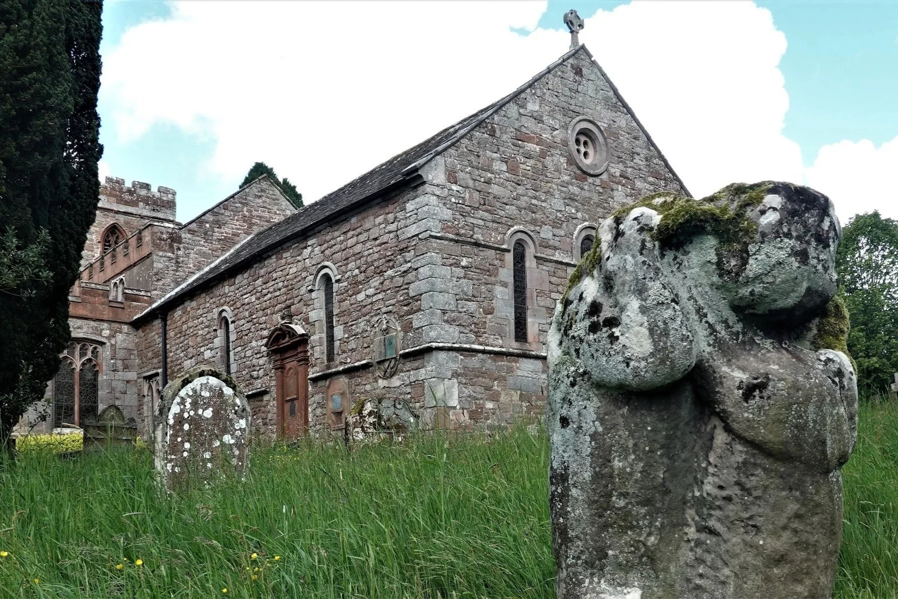 Photograph of the stone bears at Dacre Church