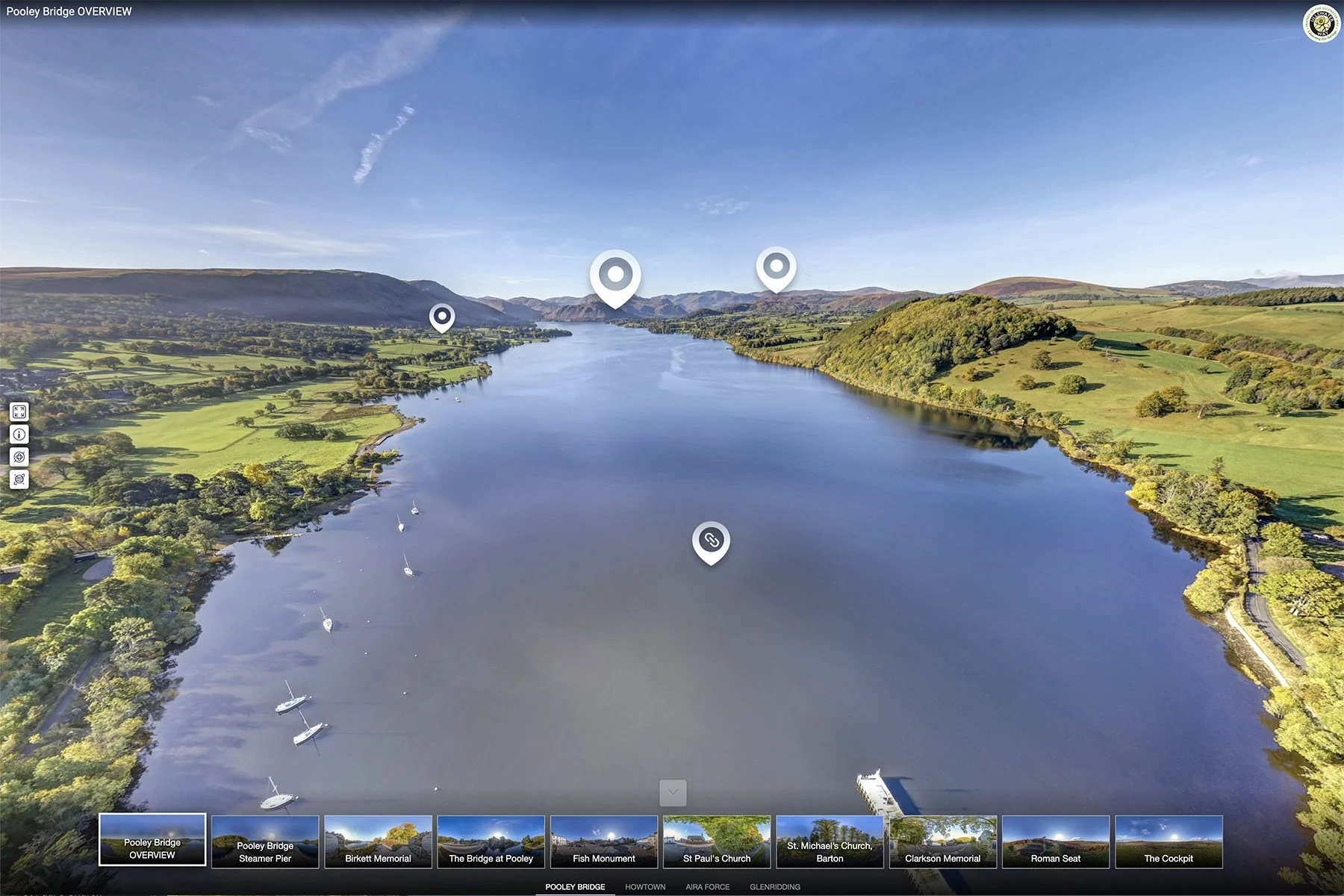 Aerial tour of  Pooley Bridge