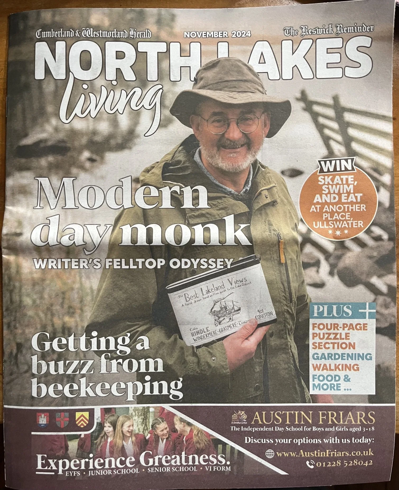 Image of the front cover of North Lakes living featuring Colin Hindle, trustee of Friends of the Ullswater Way and author of the Best Lakeland Views guides