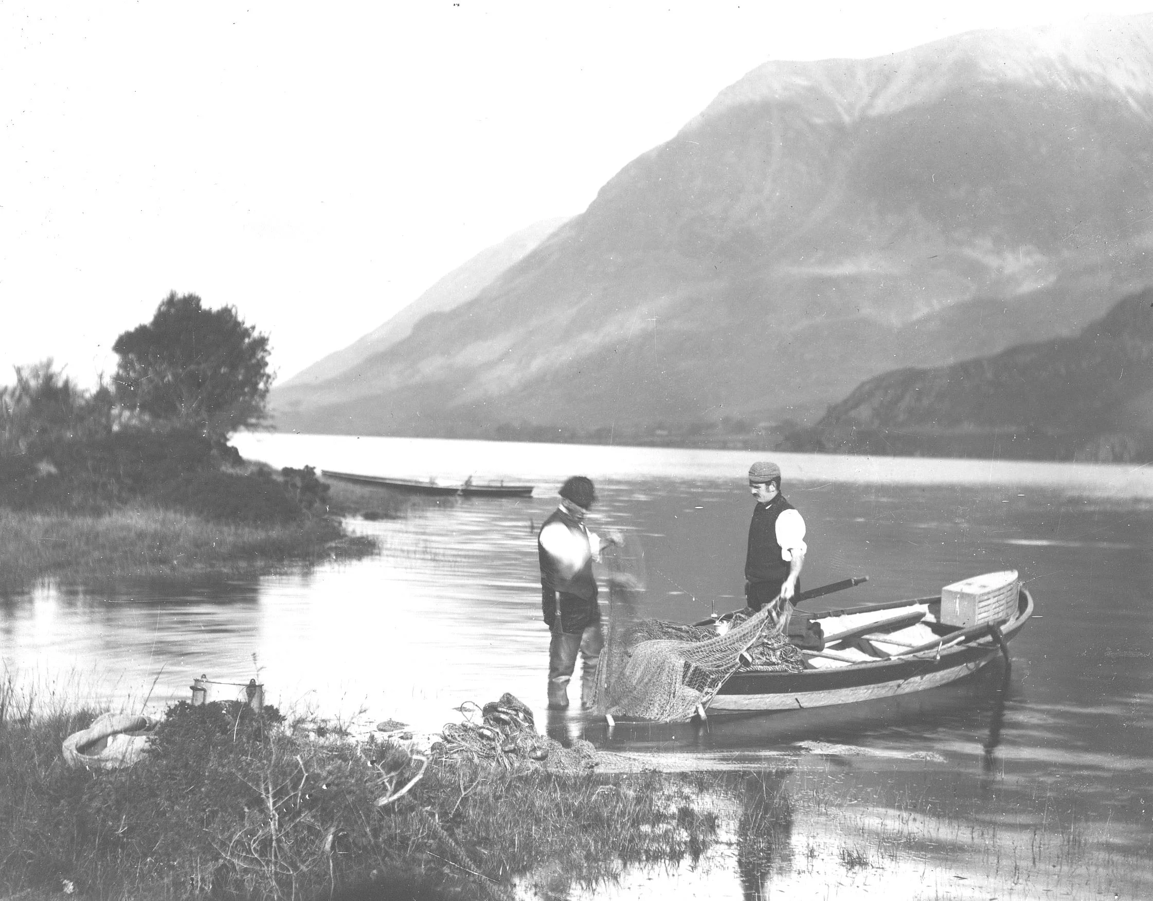 Historic photograph of fishing on Ullswater.
