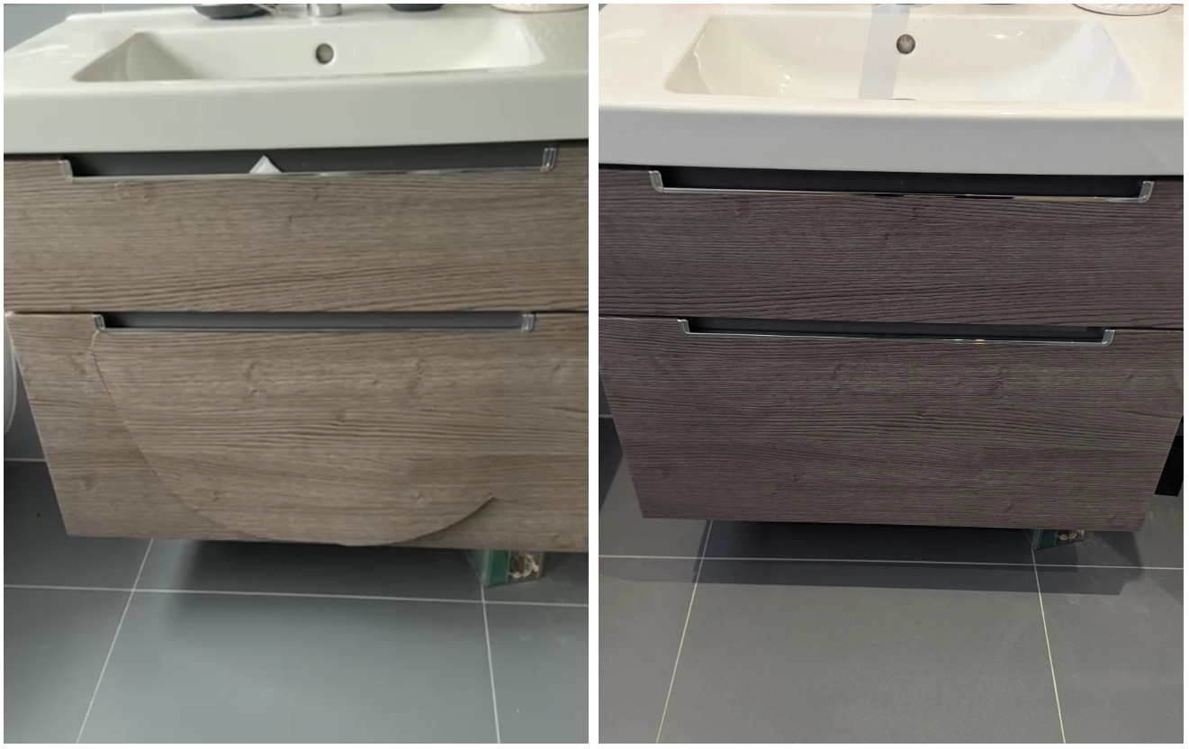 Delaminated drawer front peeling laminate repair, london