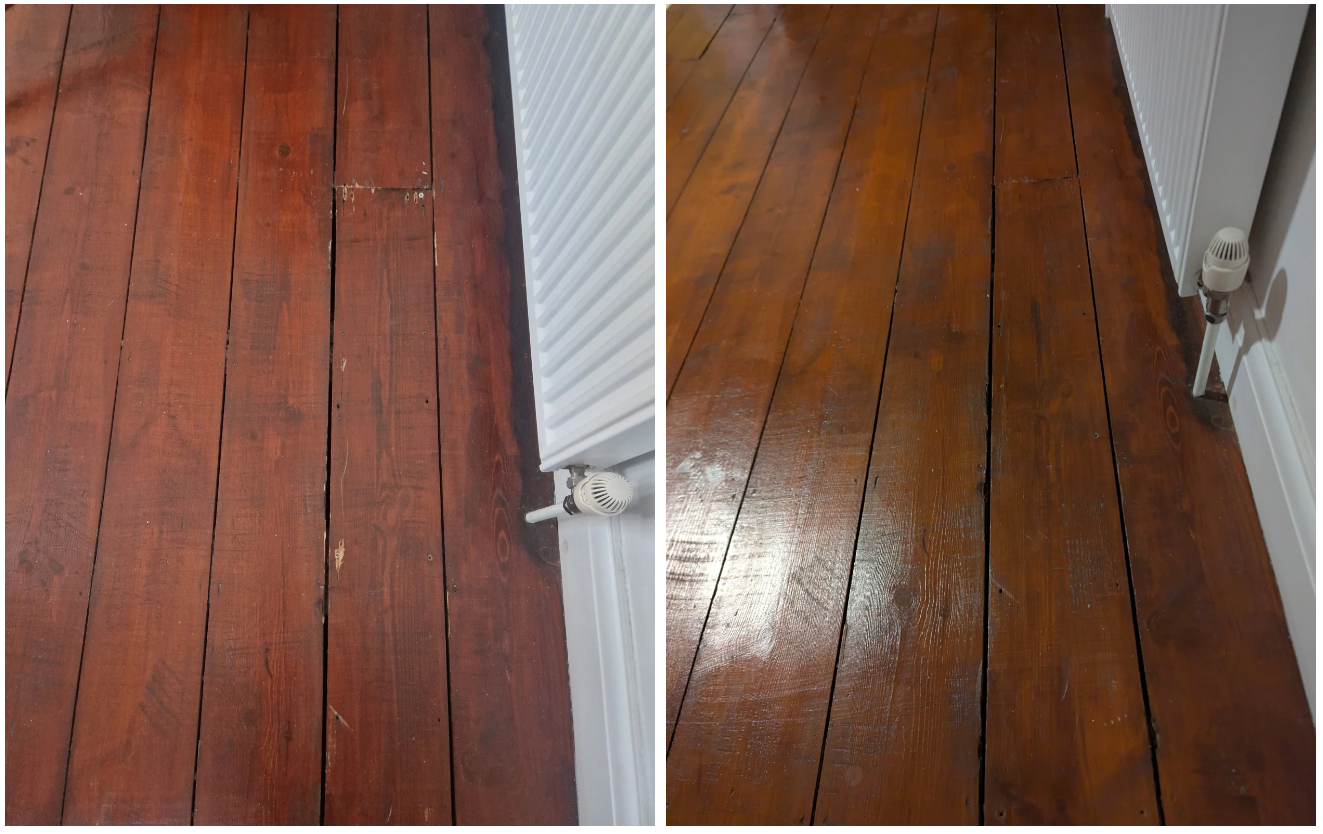Wooden floorboard cosmetic repair - London