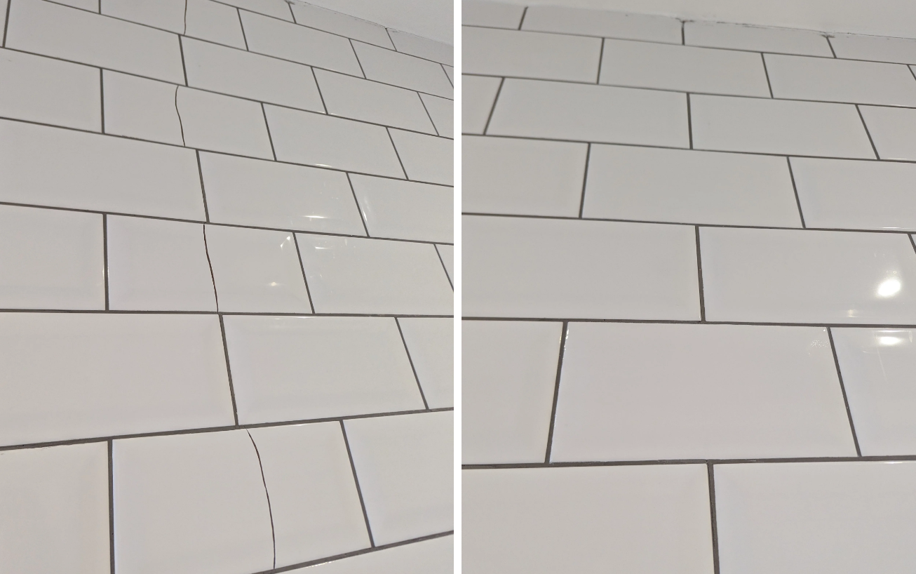 Glazed porcelain cracked tile repair - London