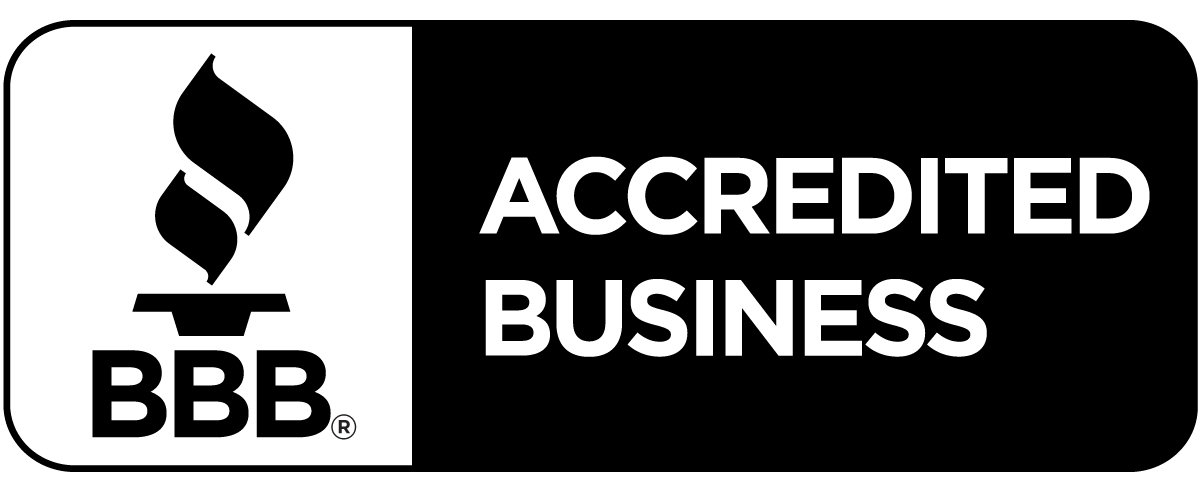 BBB accredited business logo with black and white color scheme.