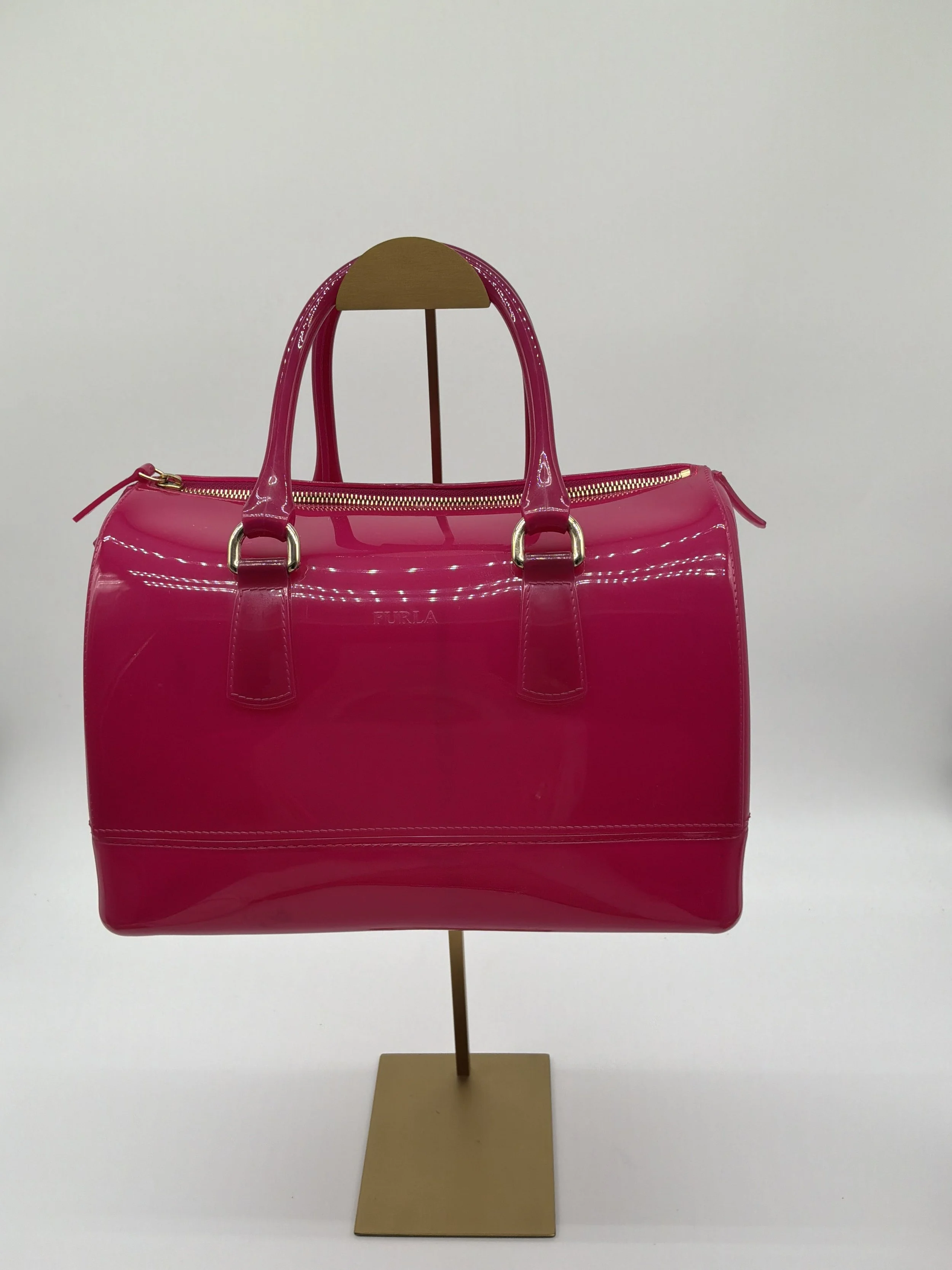 Furla Candy Bag Pink PVC Satchel Boston Bag