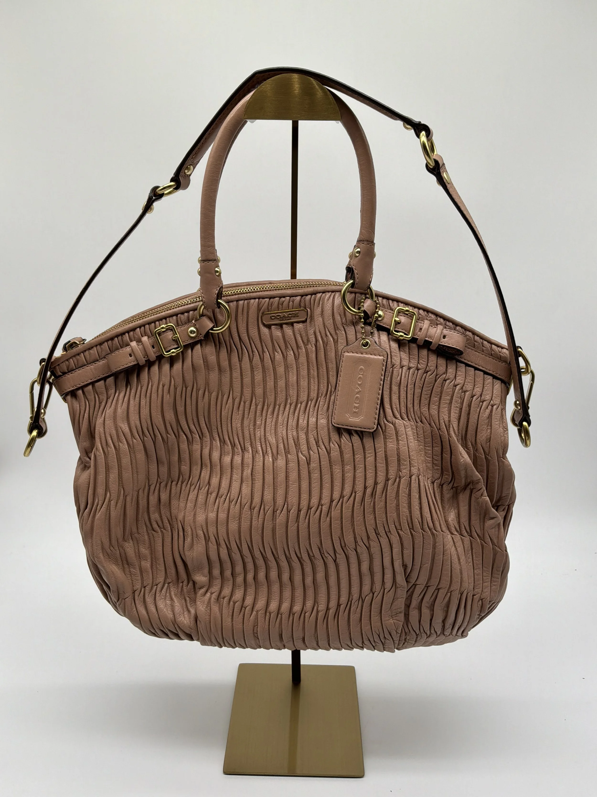 Coach Madison Gathered Leather Satchel – Blush Pink Crossbody Bag
