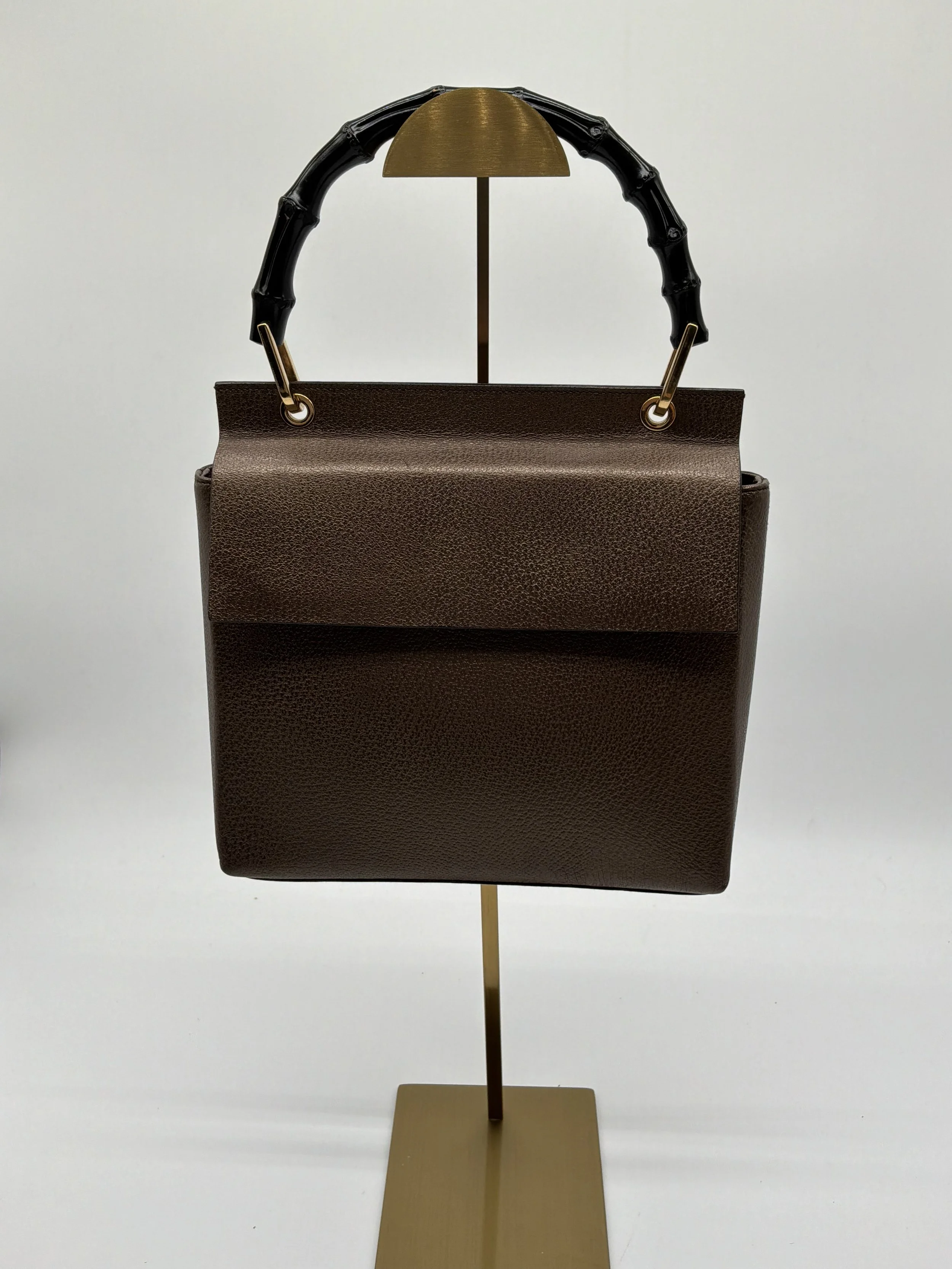 Gucci Bamboo Top Handle Leather Tote Bag – Brown