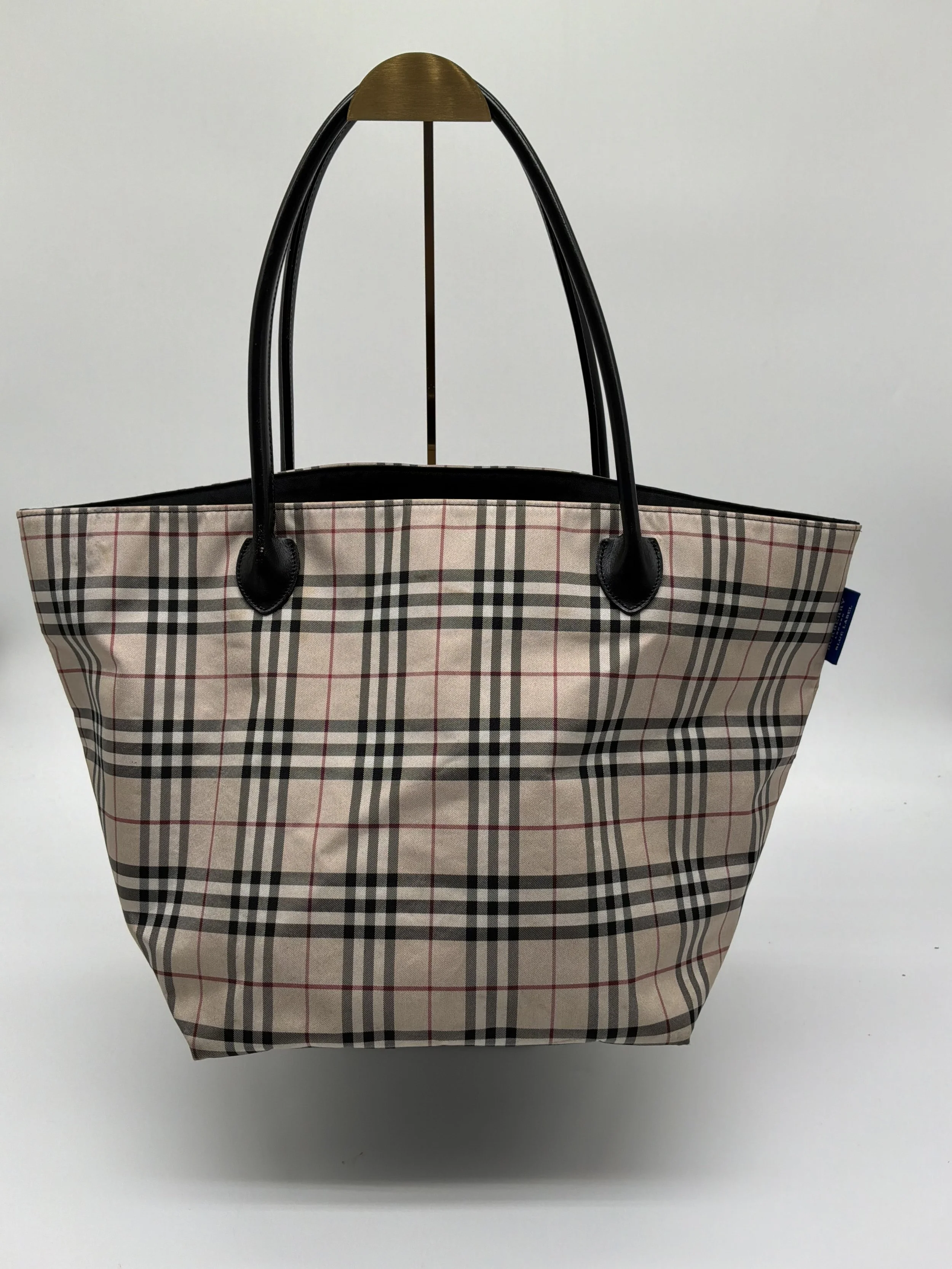 Burberry Nova Check Tote Bag – Beige with Black Leather Handles