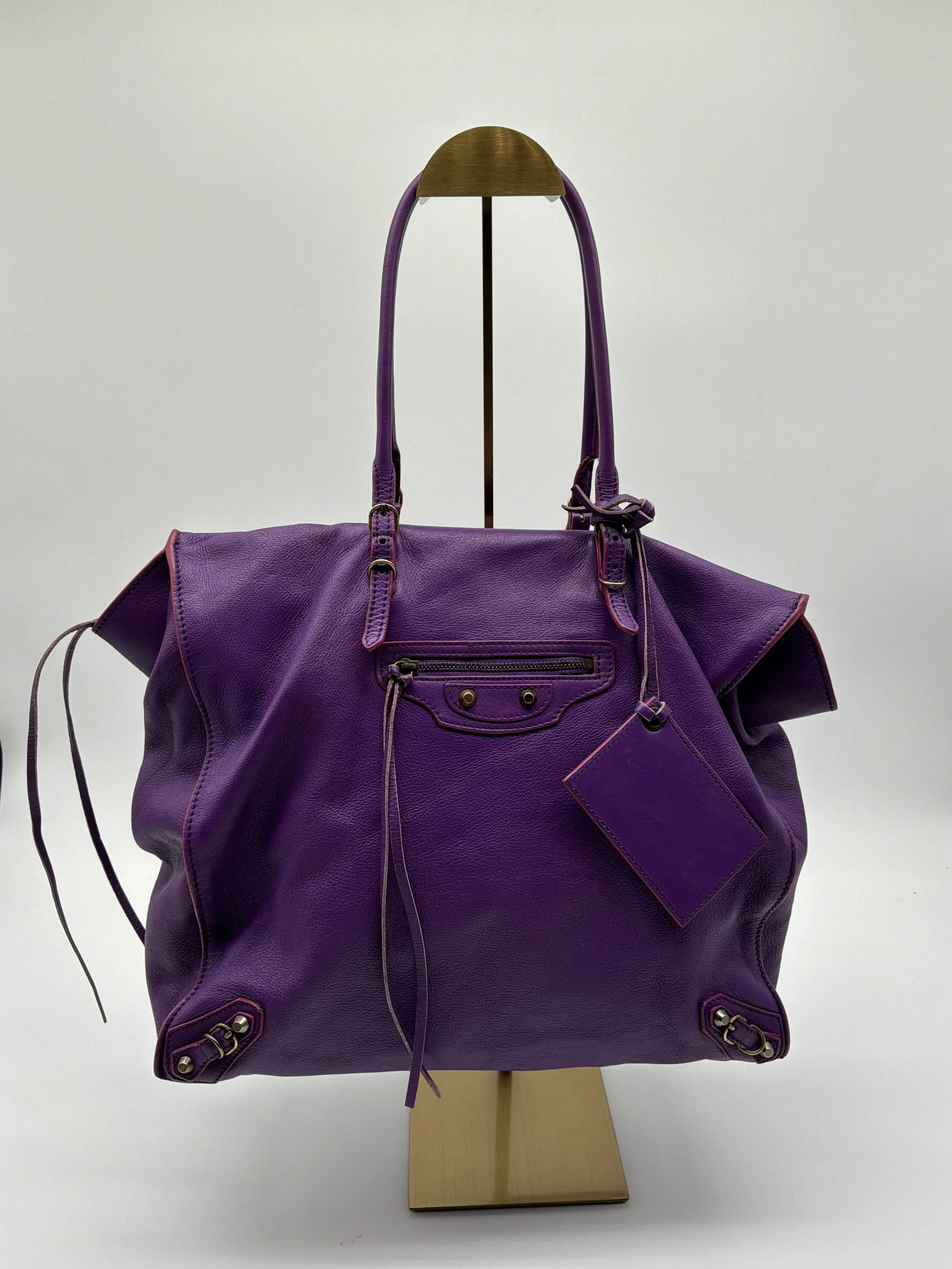 Balenciaga Papier A4 Leather Tote – Purple