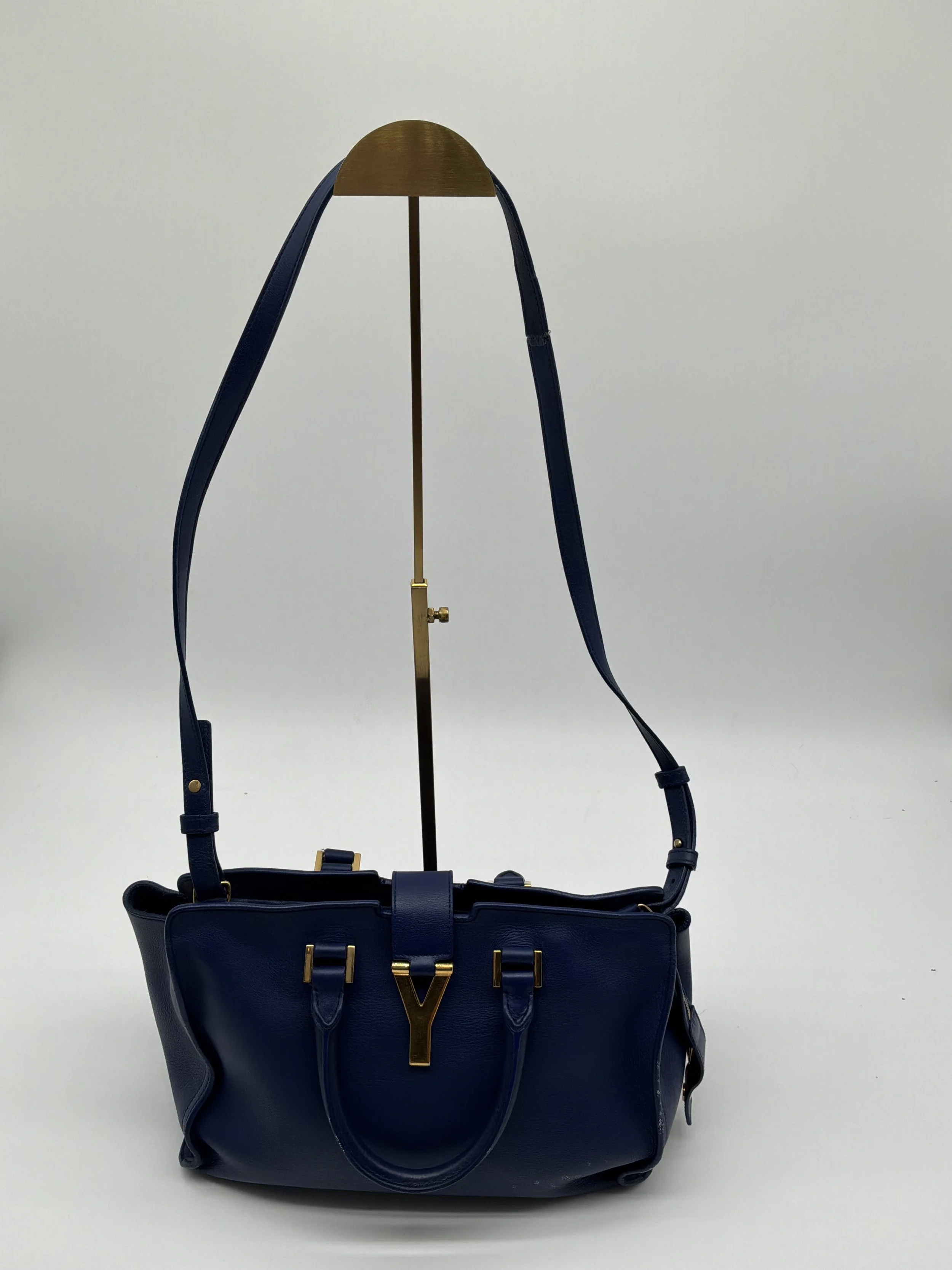 Saint Laurent Cabas Y Leather Tote – Navy Blue