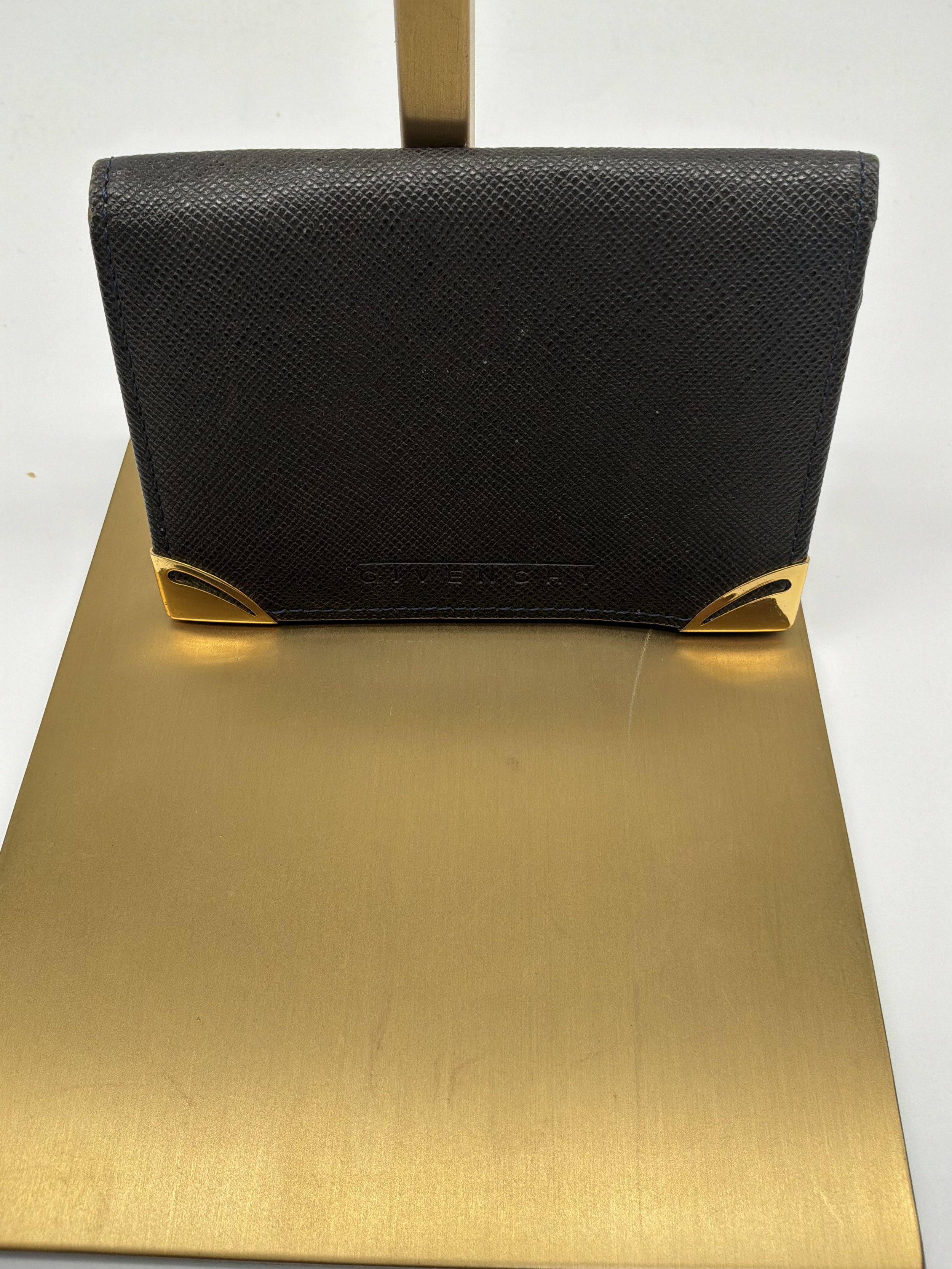 Givenchy Black Textured Leather Wallet with Gold Corner Hardware