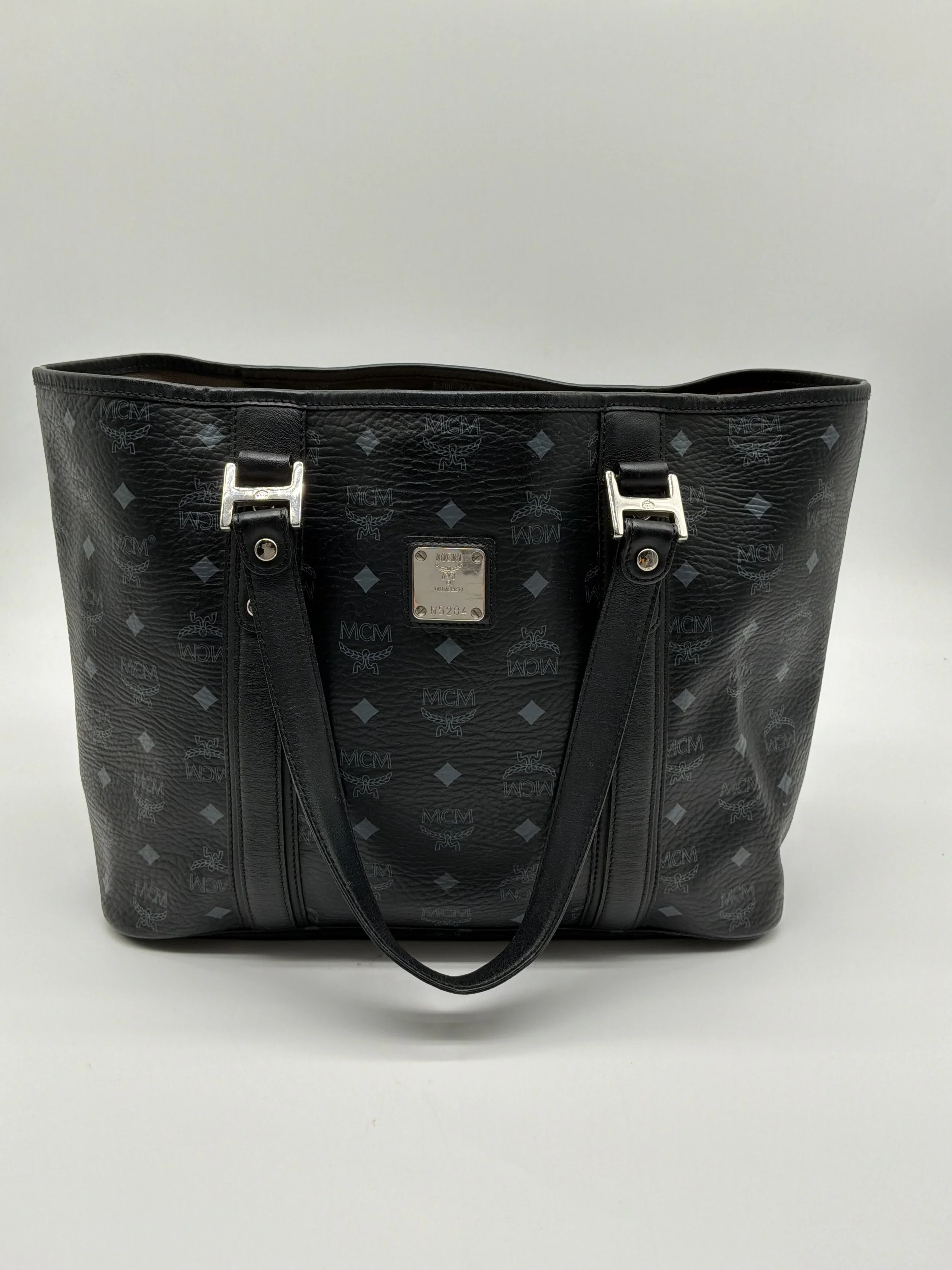 MCM Visetos Shopper Tote Bag – Black