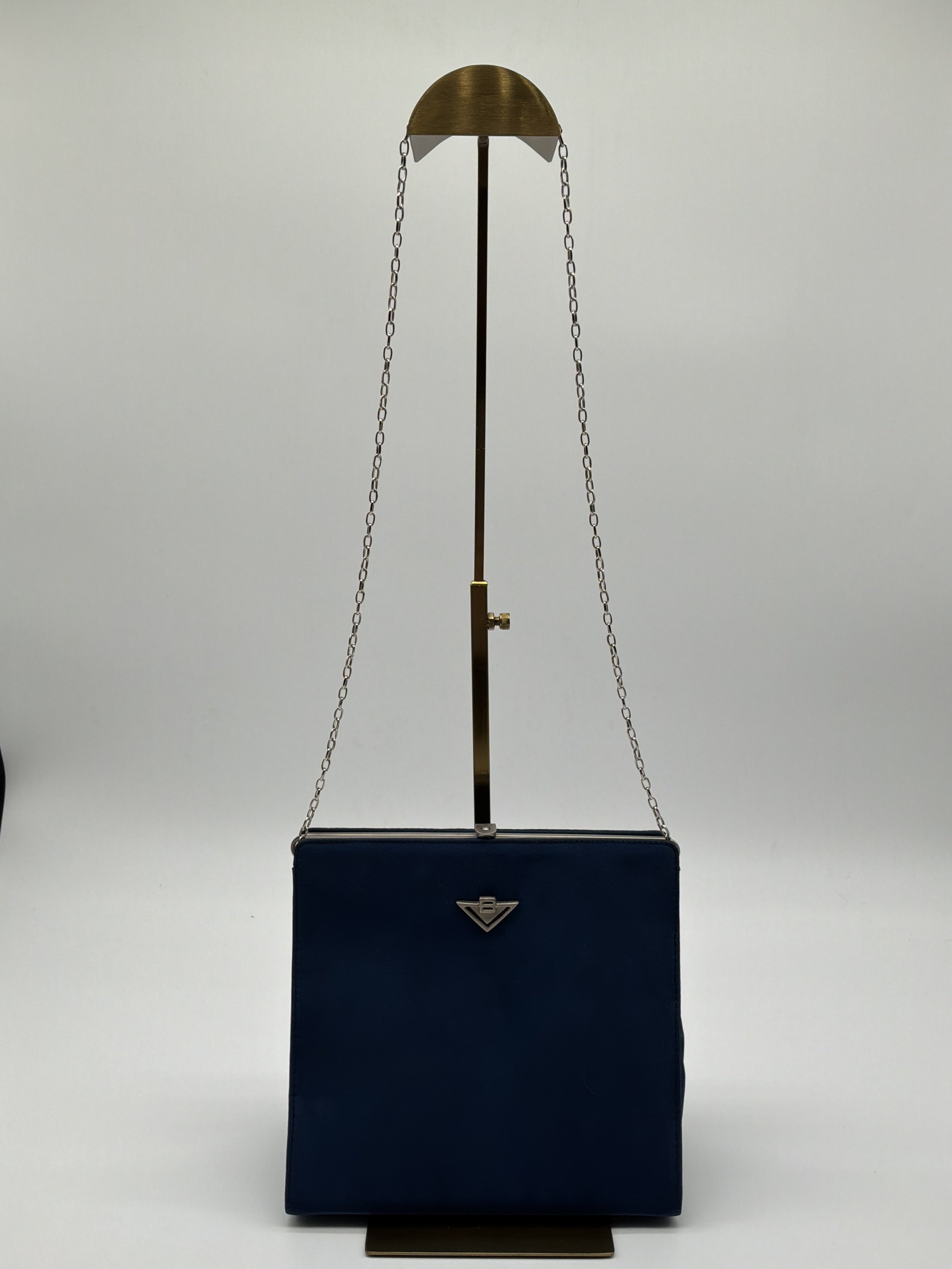 Bottega Veneta Vintage Navy Blue Chain Shoulder Bag