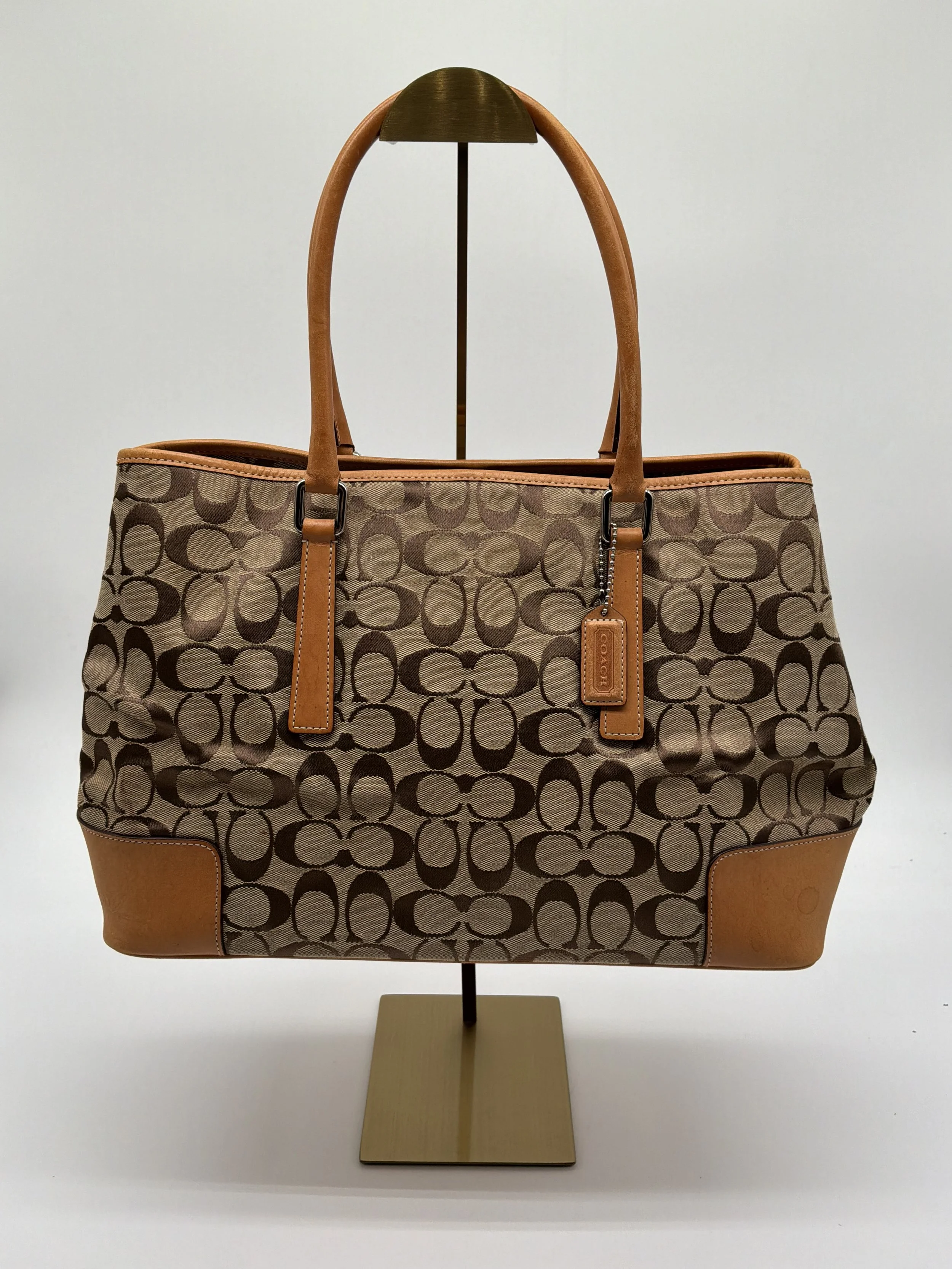 Coach Signature Canvas Tote Bag – Khaki & Saddle