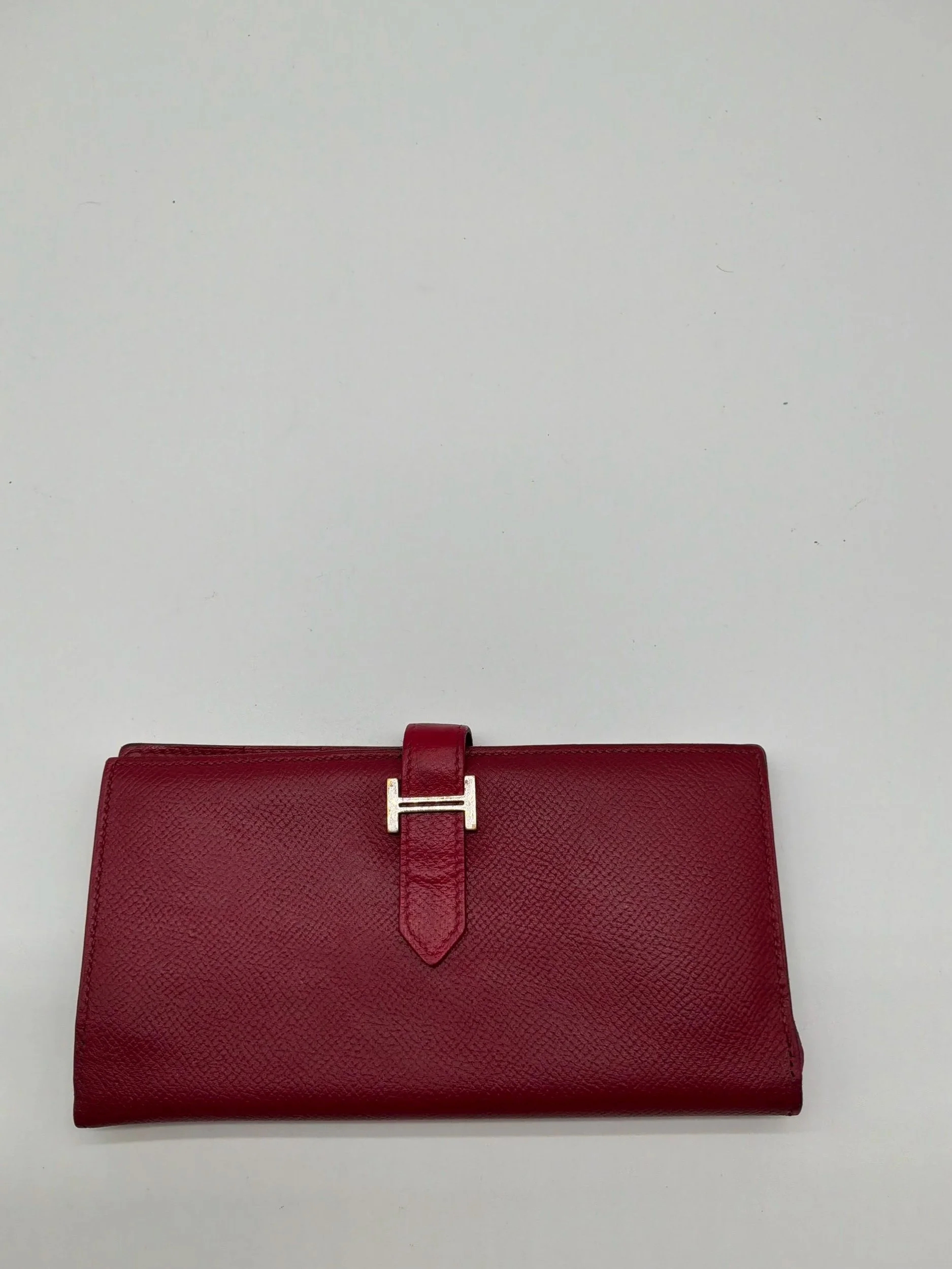 Hermès Bearn Wallet Red Epsom Leather Gold H Hardware