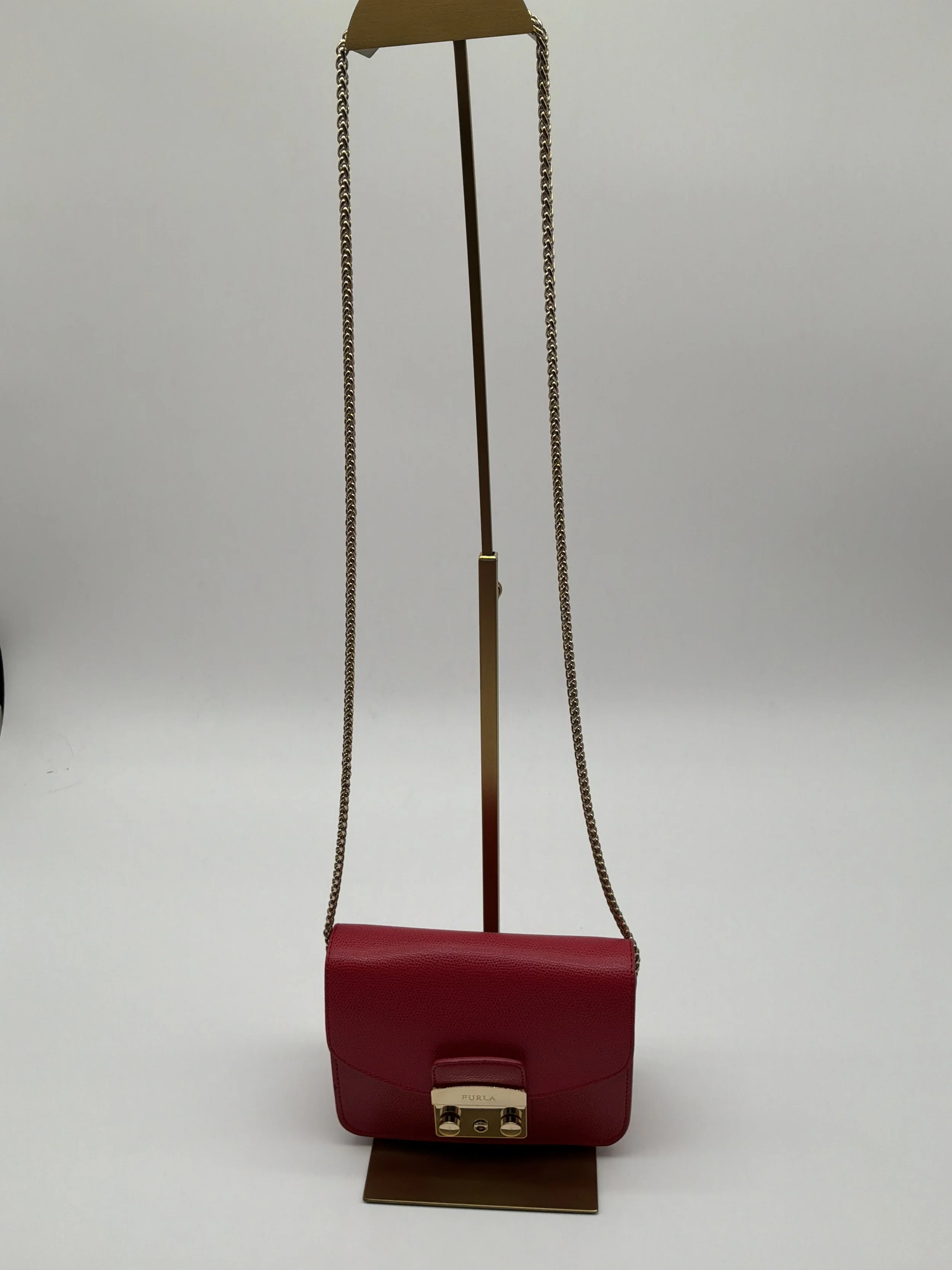 Furla Metropolis Mini Crossbody Bag in Raspberry Pink Leather