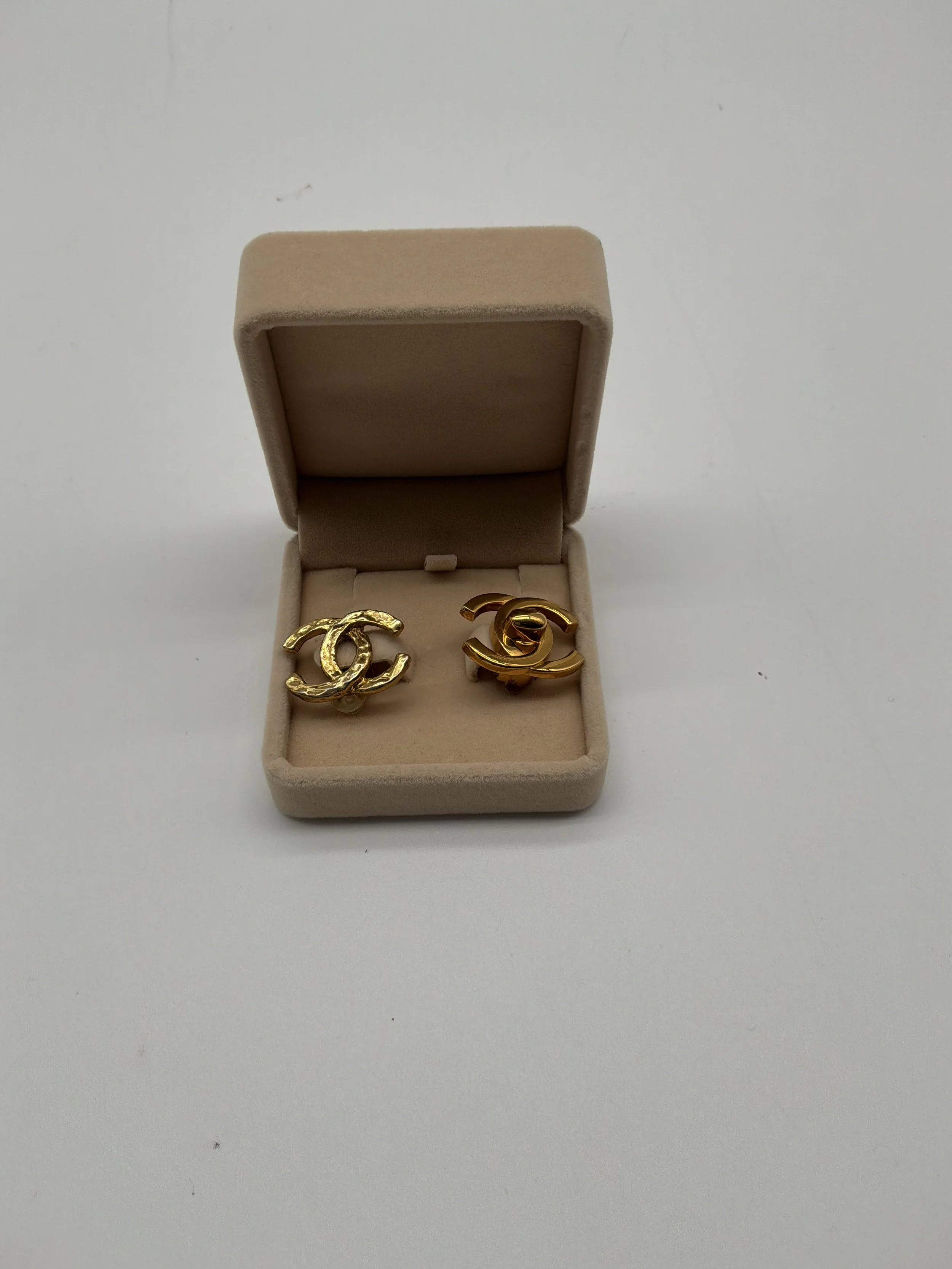 Chanel Gold-Tone CC Logo Statement Earrings Mismatched