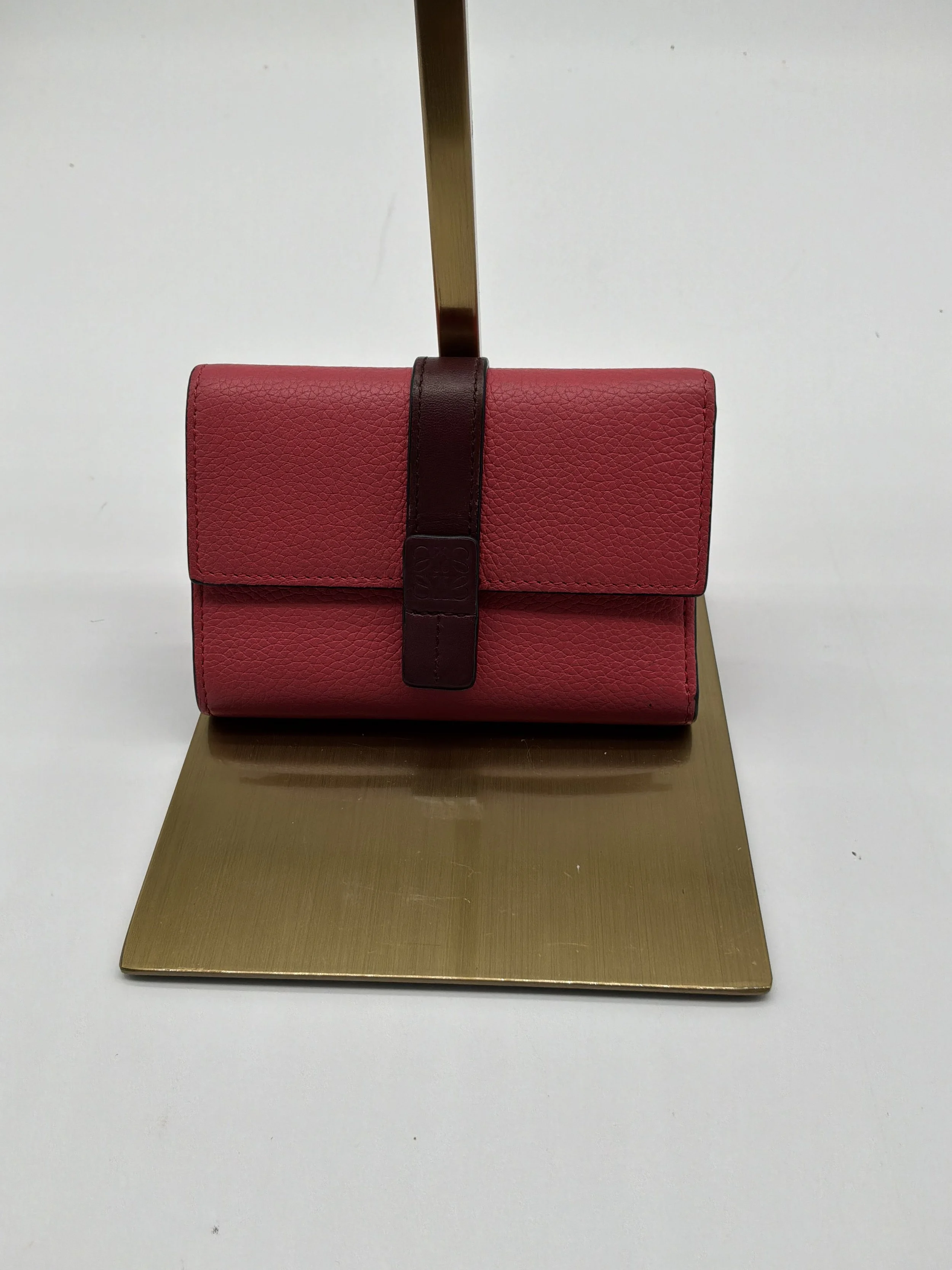 Loewe Pink Pebbled Leather Trifold Wallet