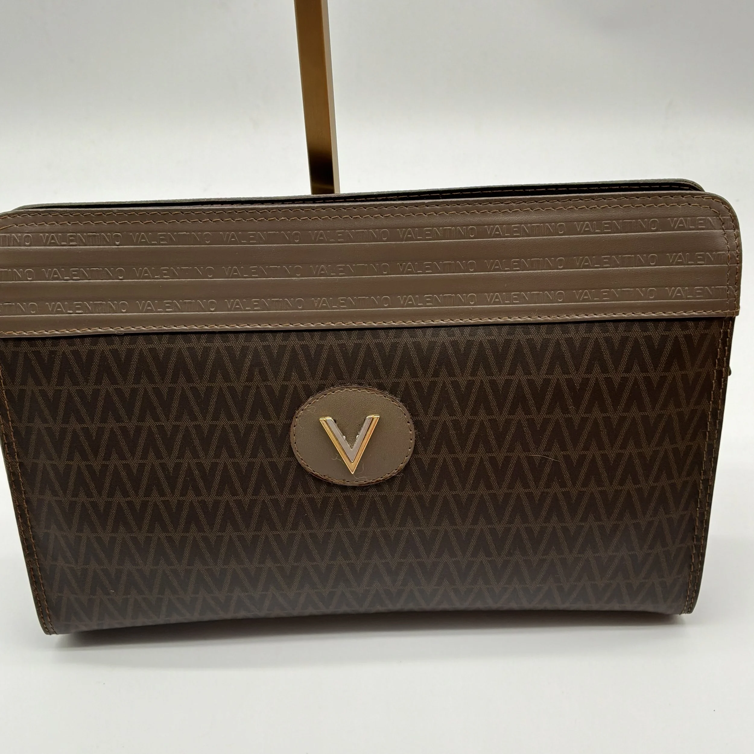 Valentino Garavani Brown Monogram V Logo Clutch Wallet