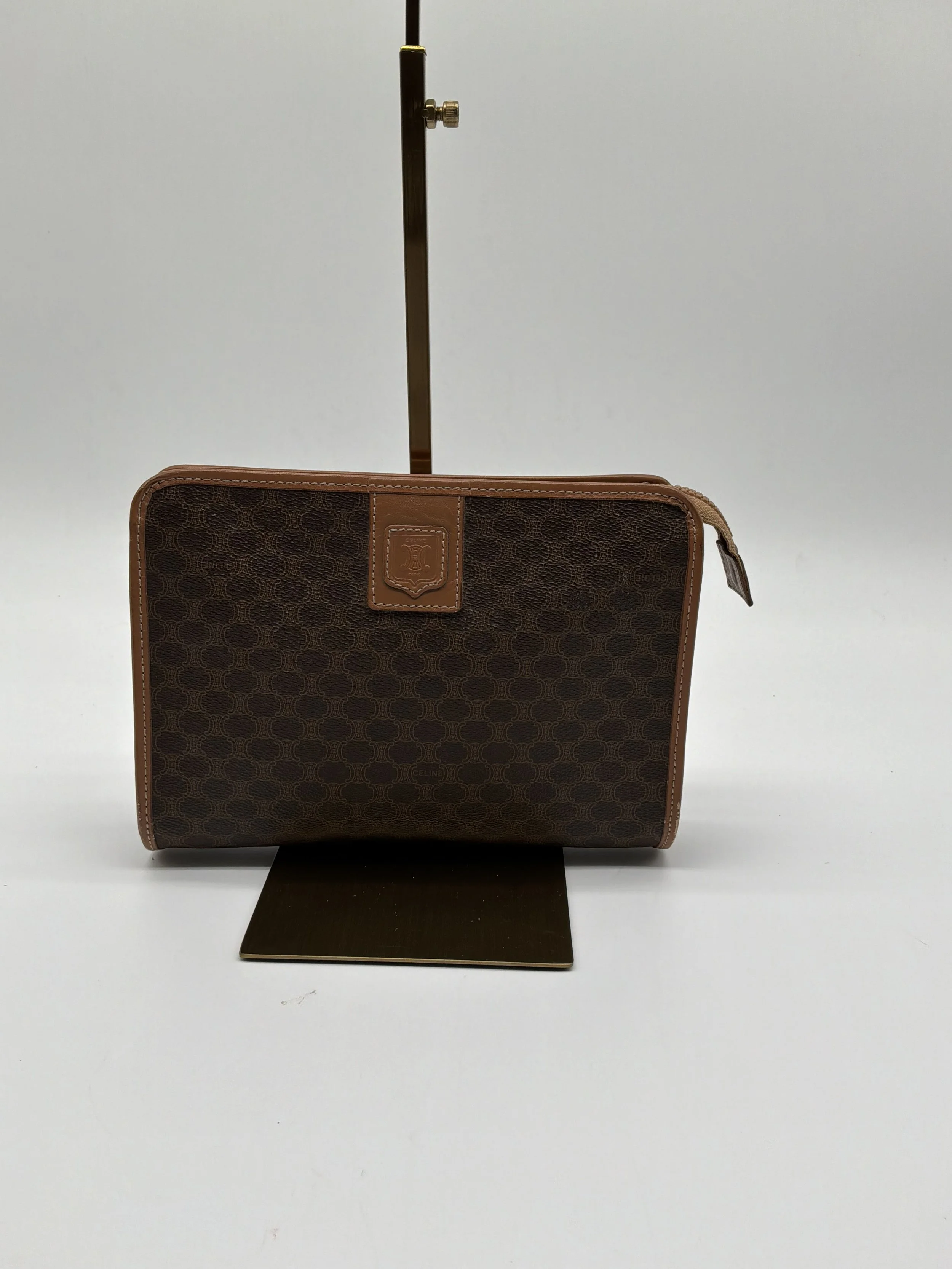 Celine Macadam Monogram Zip Around Travel Pouch/Clutch – Brown
