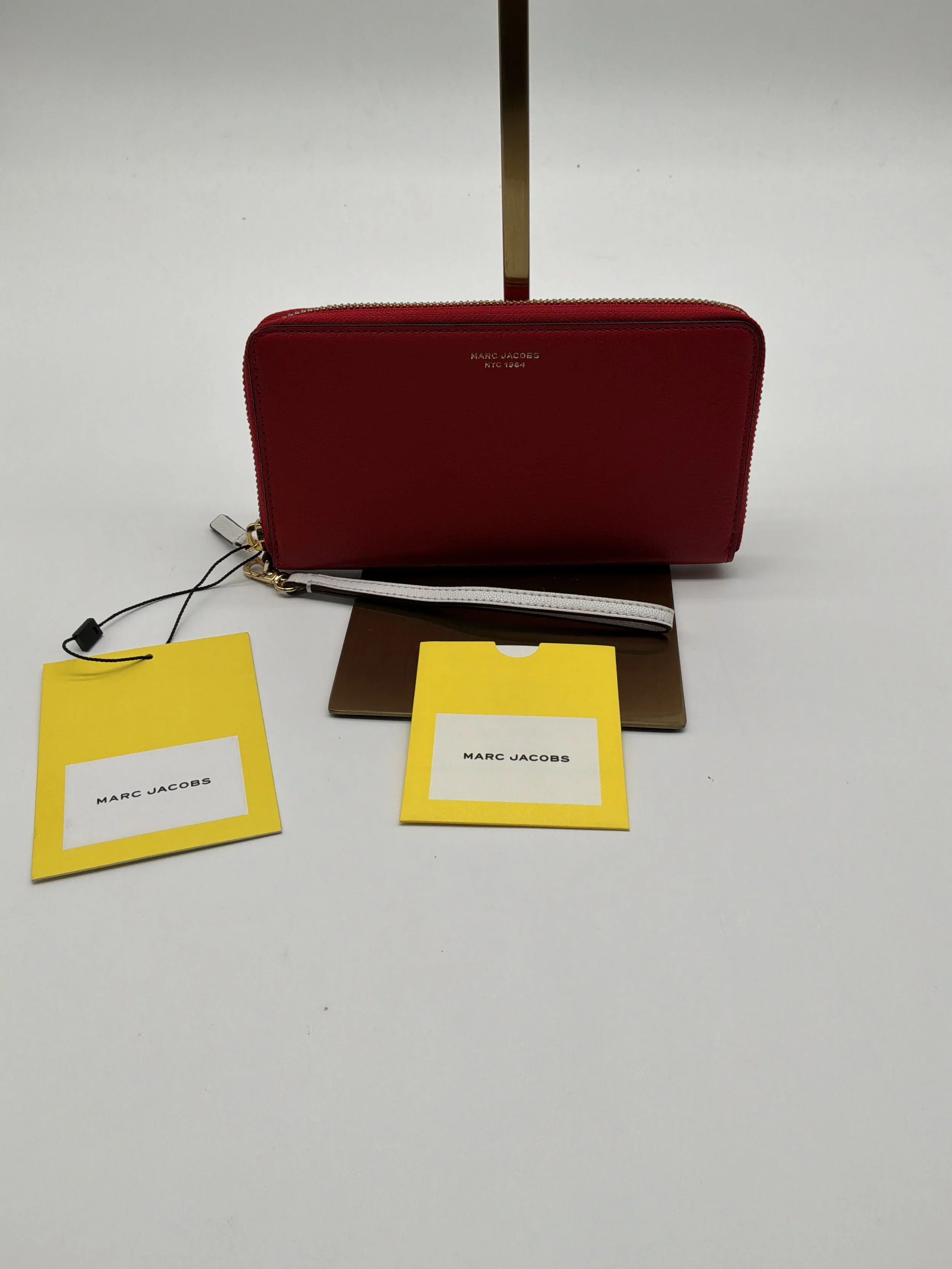 Marc Jacobs Red Leather Zip-Around Wristlet Wallet