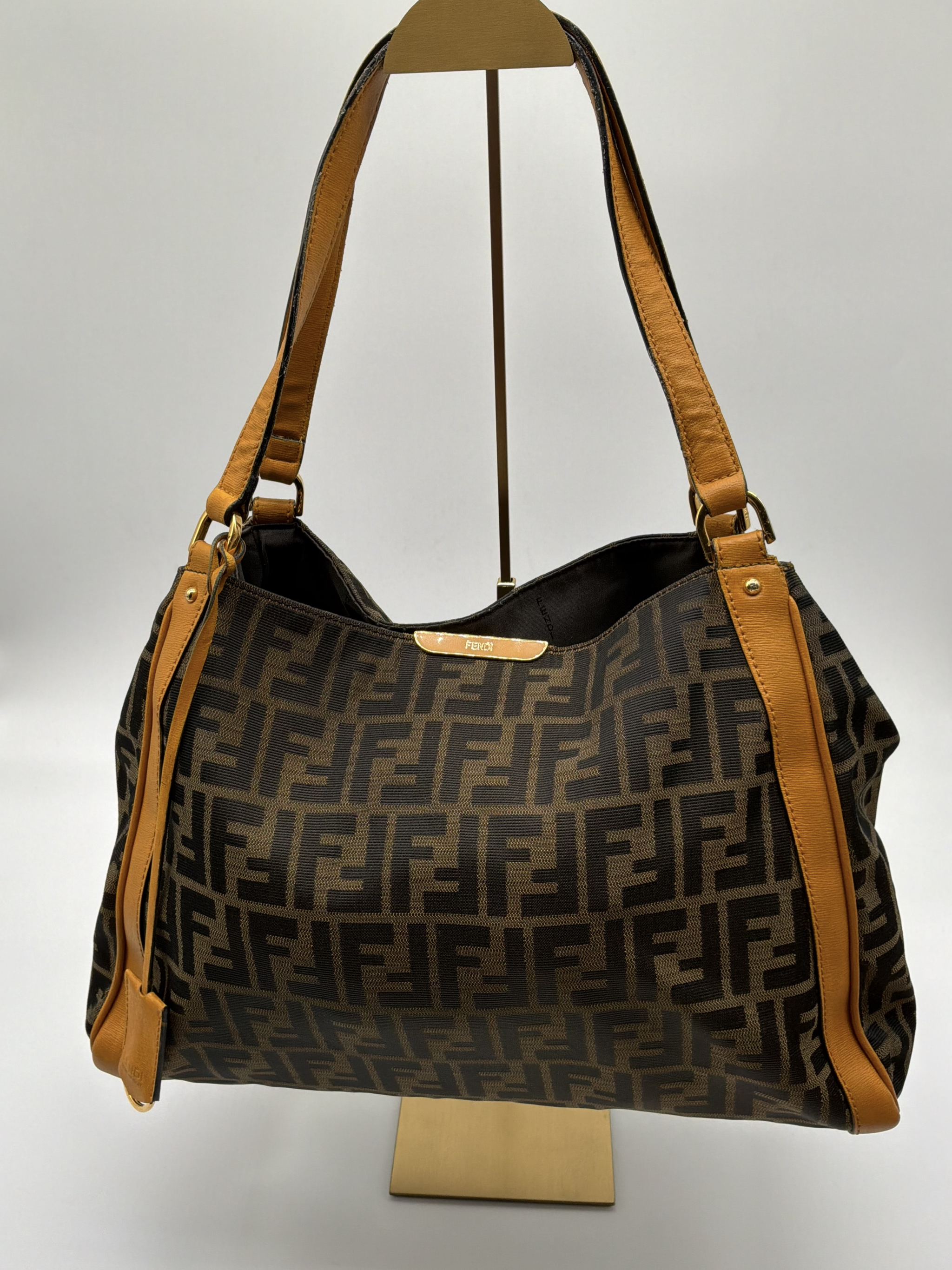 Fendi Zucca Canvas Shoulder Tote – Brown FF Monogram