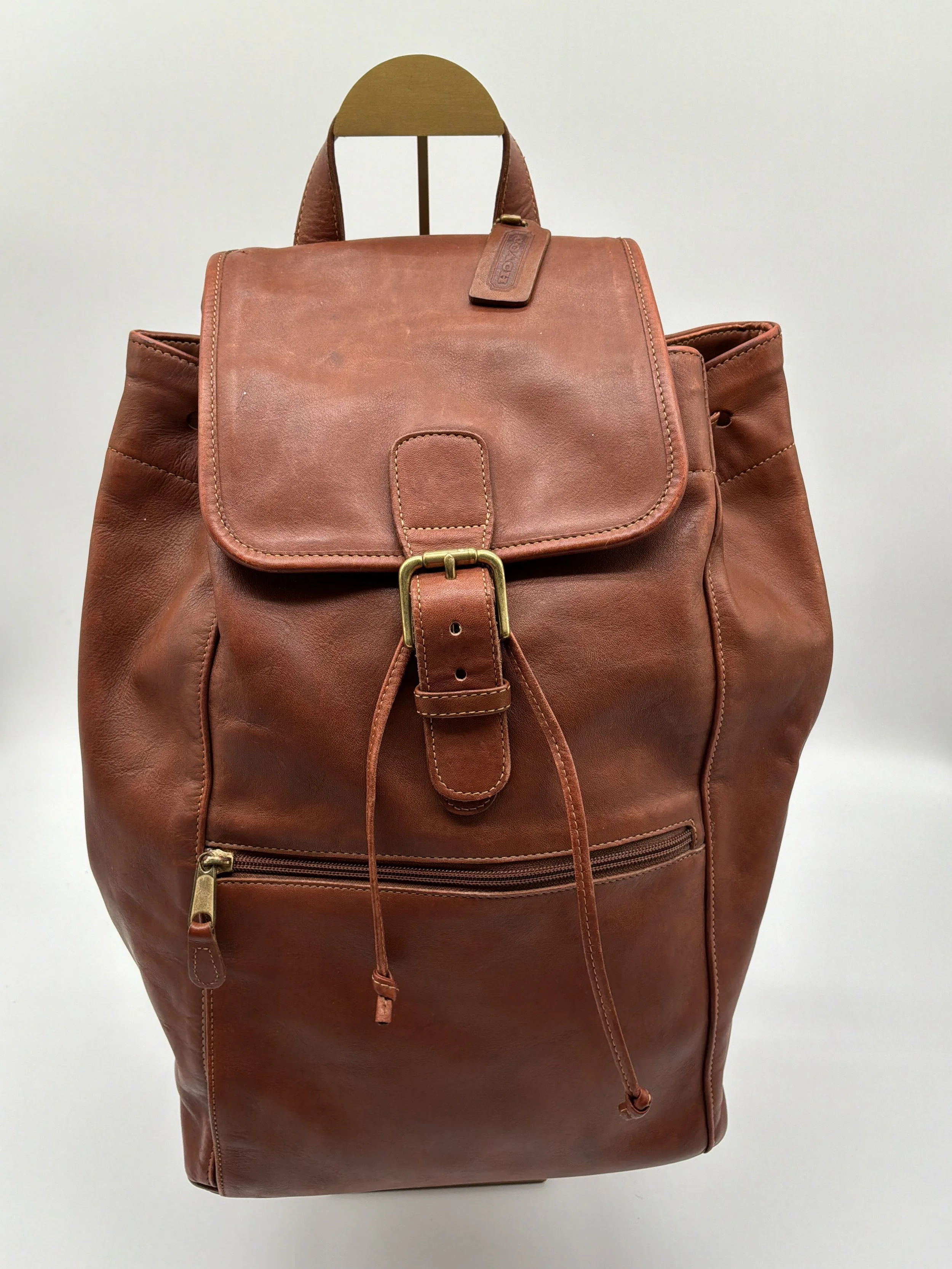 Coach Brown Leather Drawstring Backpack