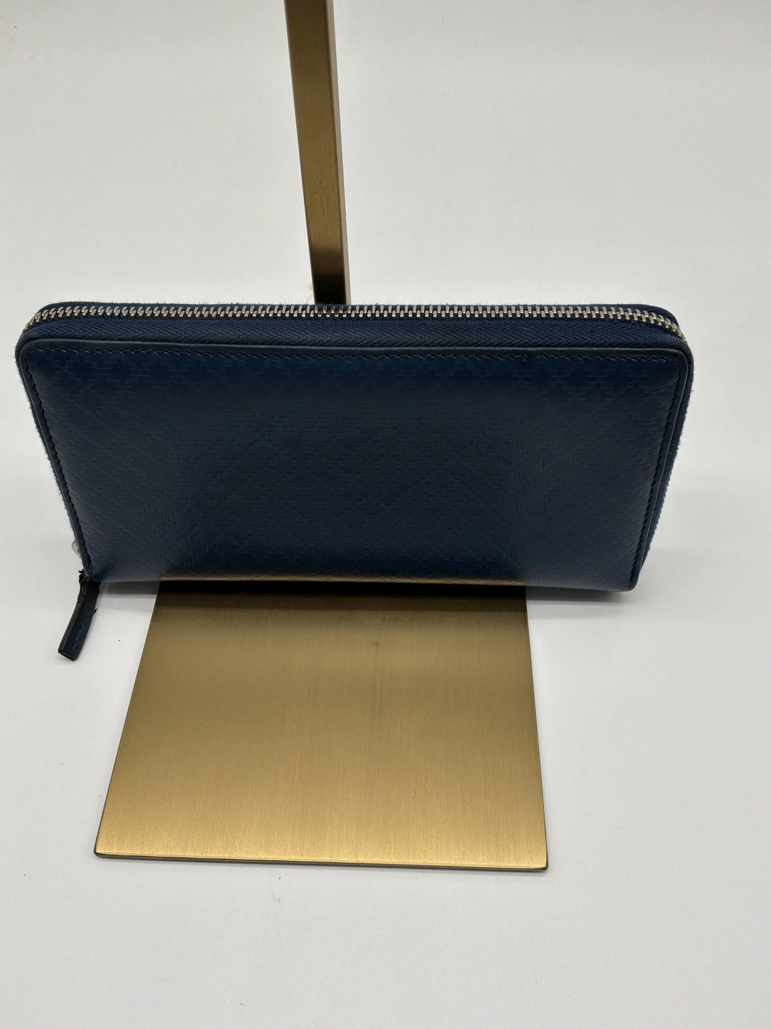 Gucci Navy Blue Zip-Around Leather Wallet