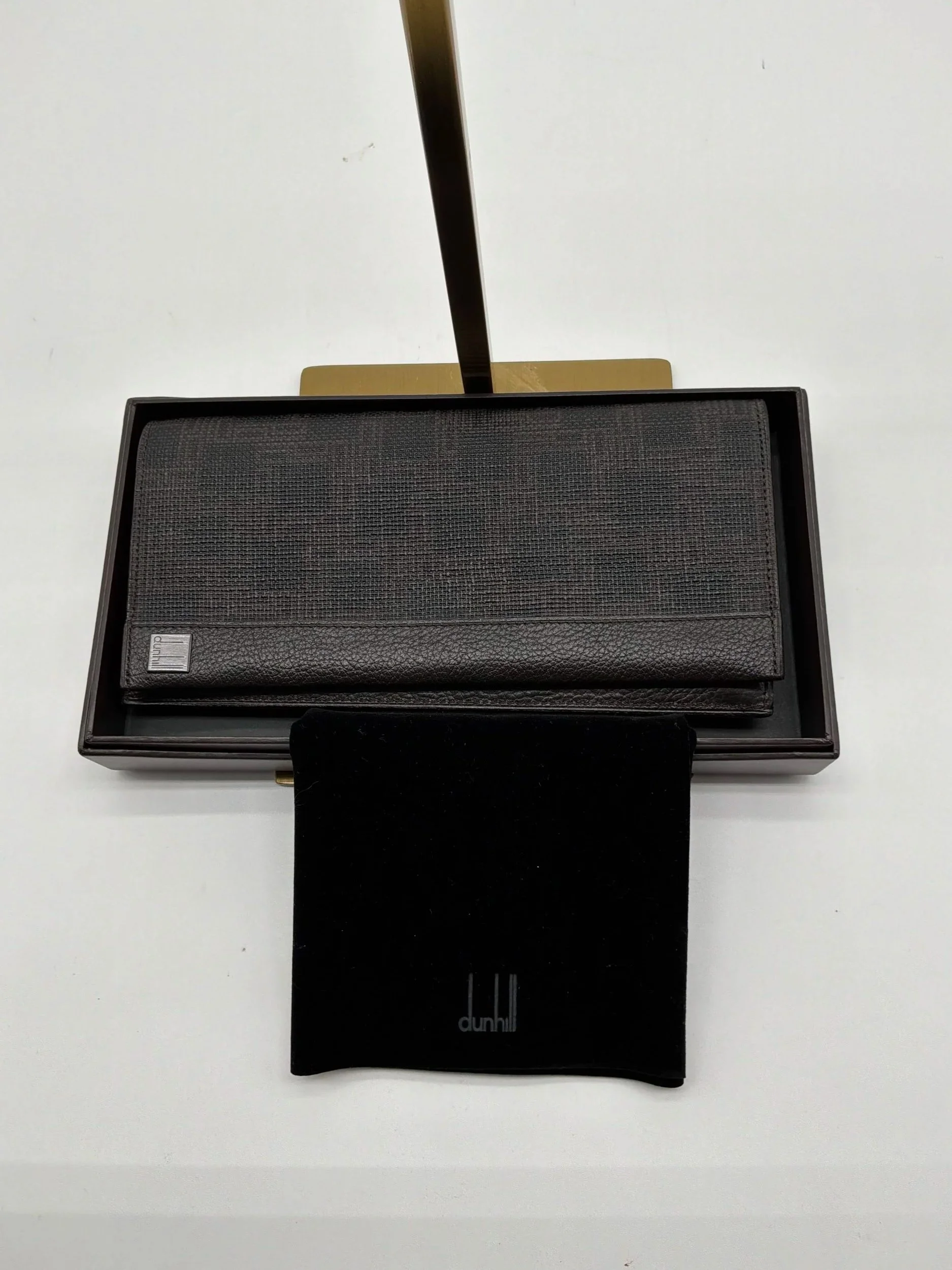 Dunhill London Brown Textured Leather Long Wallet