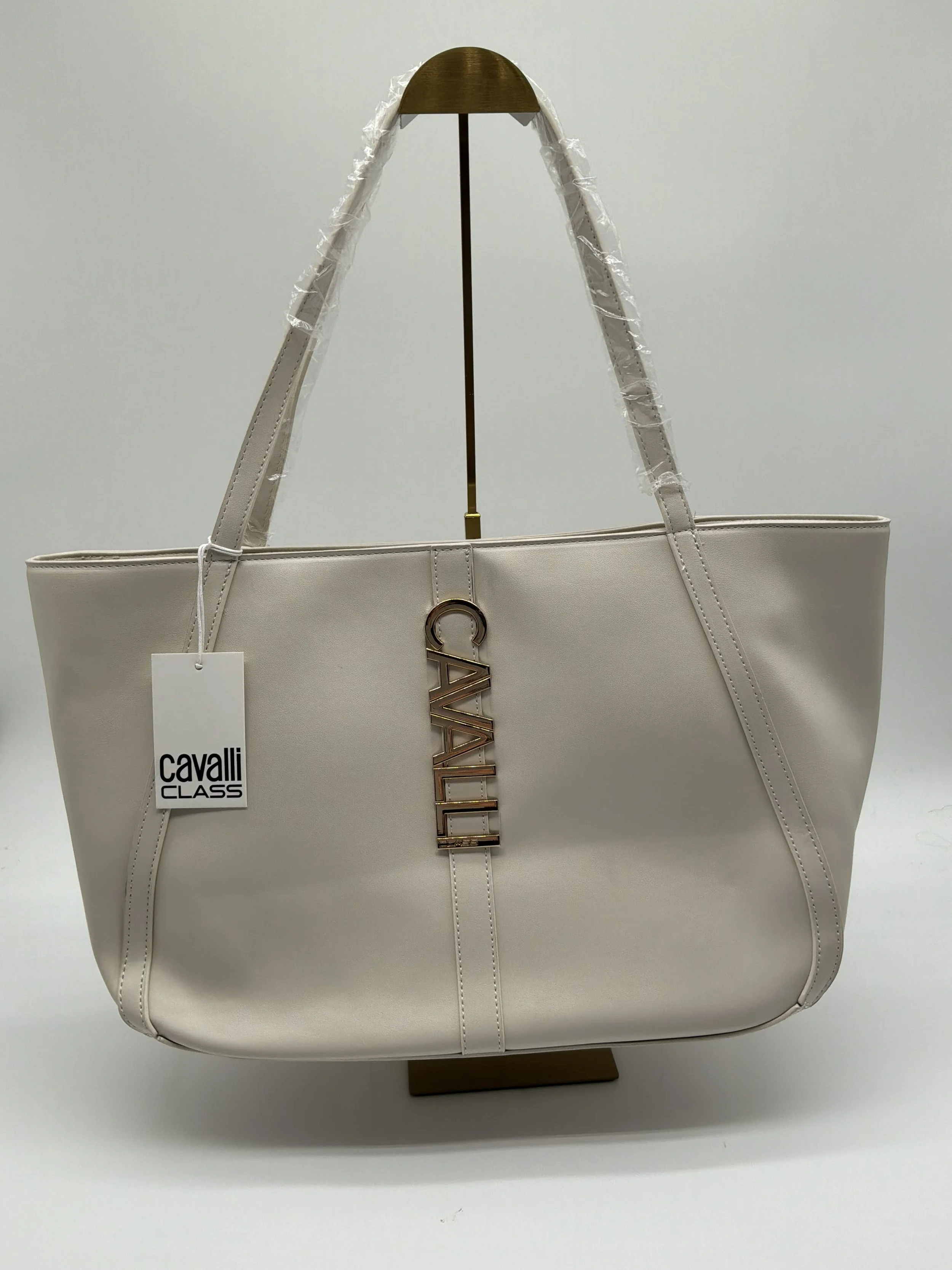 Cavalli Class Ivory Logo Charm Tote Bag – New with Tags