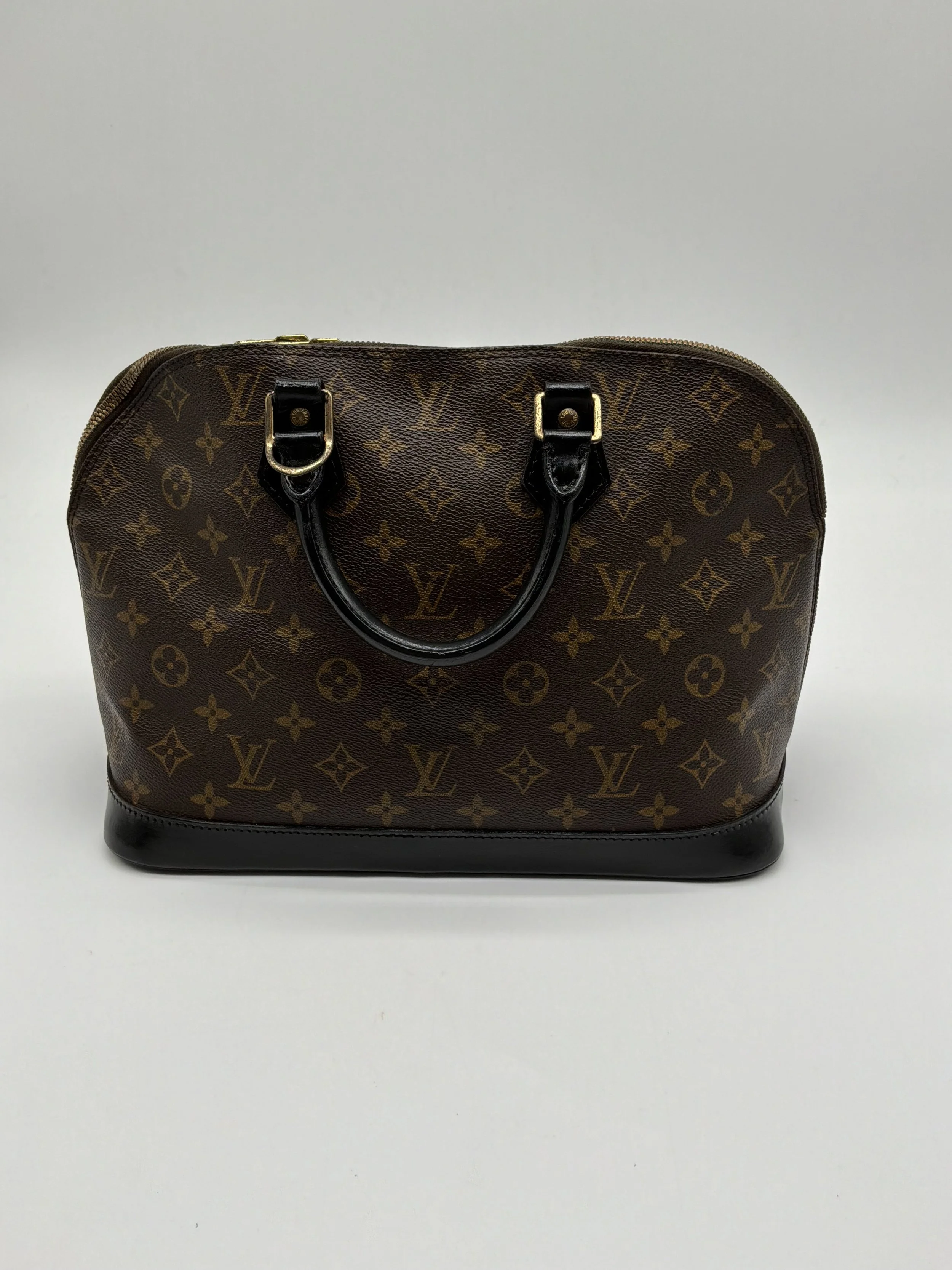 Louis Vuitton Monogram Alma PM – Black Leather Trim