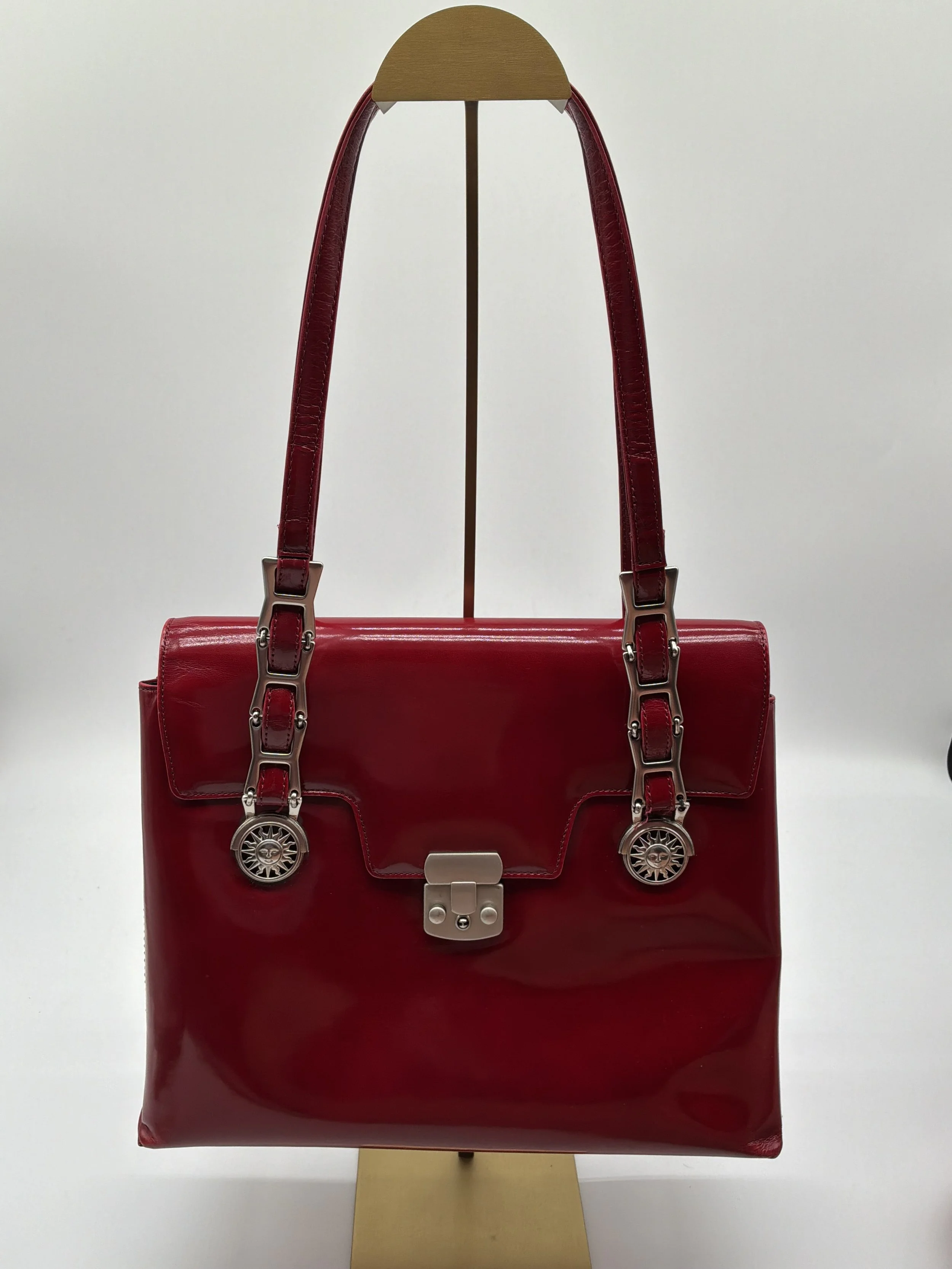 Versace Red Patent Leather Medusa Shoulder Bag