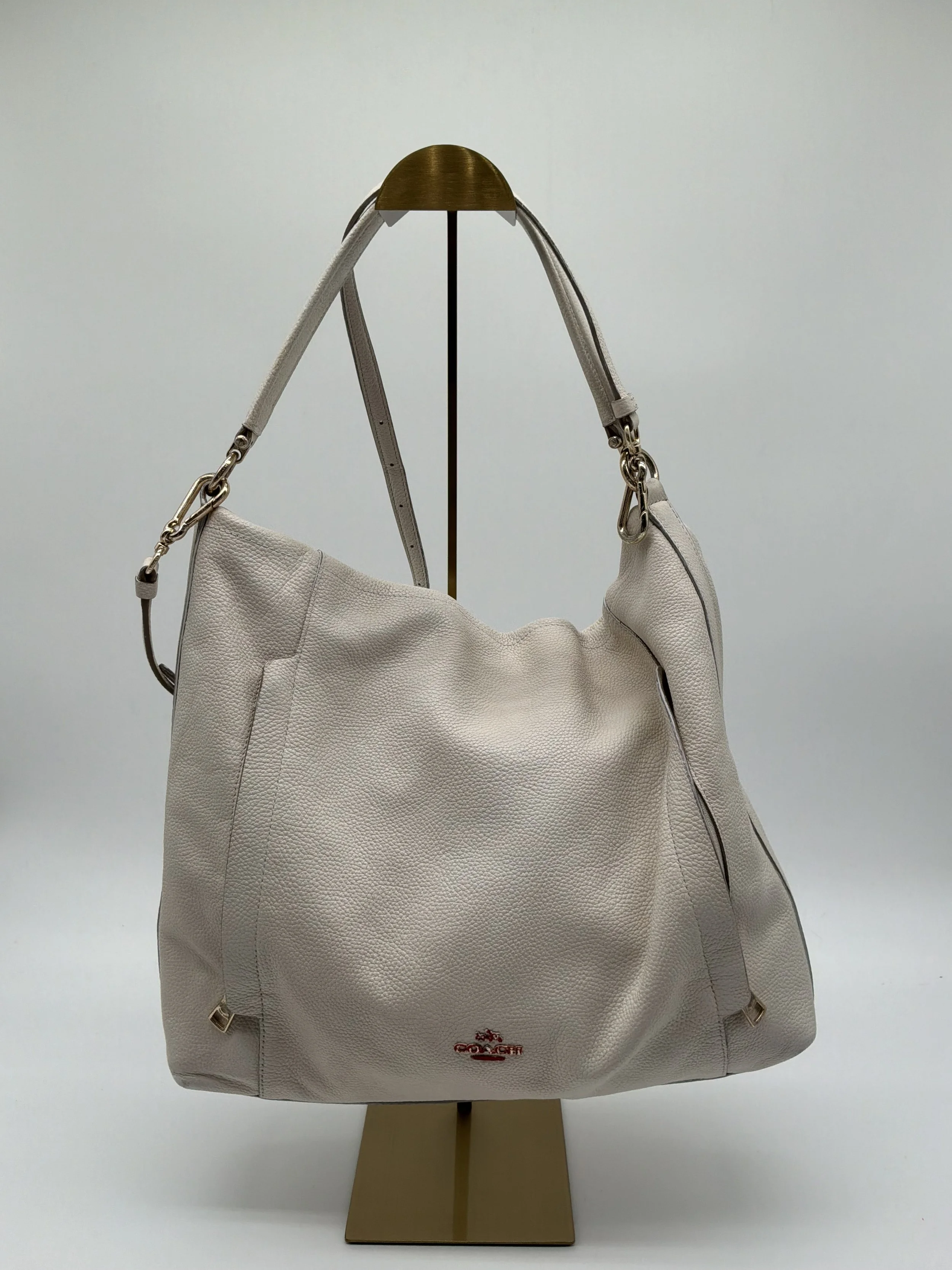 Coach Pebbled Leather Hobo Shoulder Bag – Chalk White