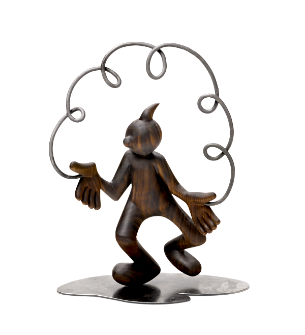 Daydreamer –  Walnut with Steel base – 15″ x 11.5″ x 6″ 2024