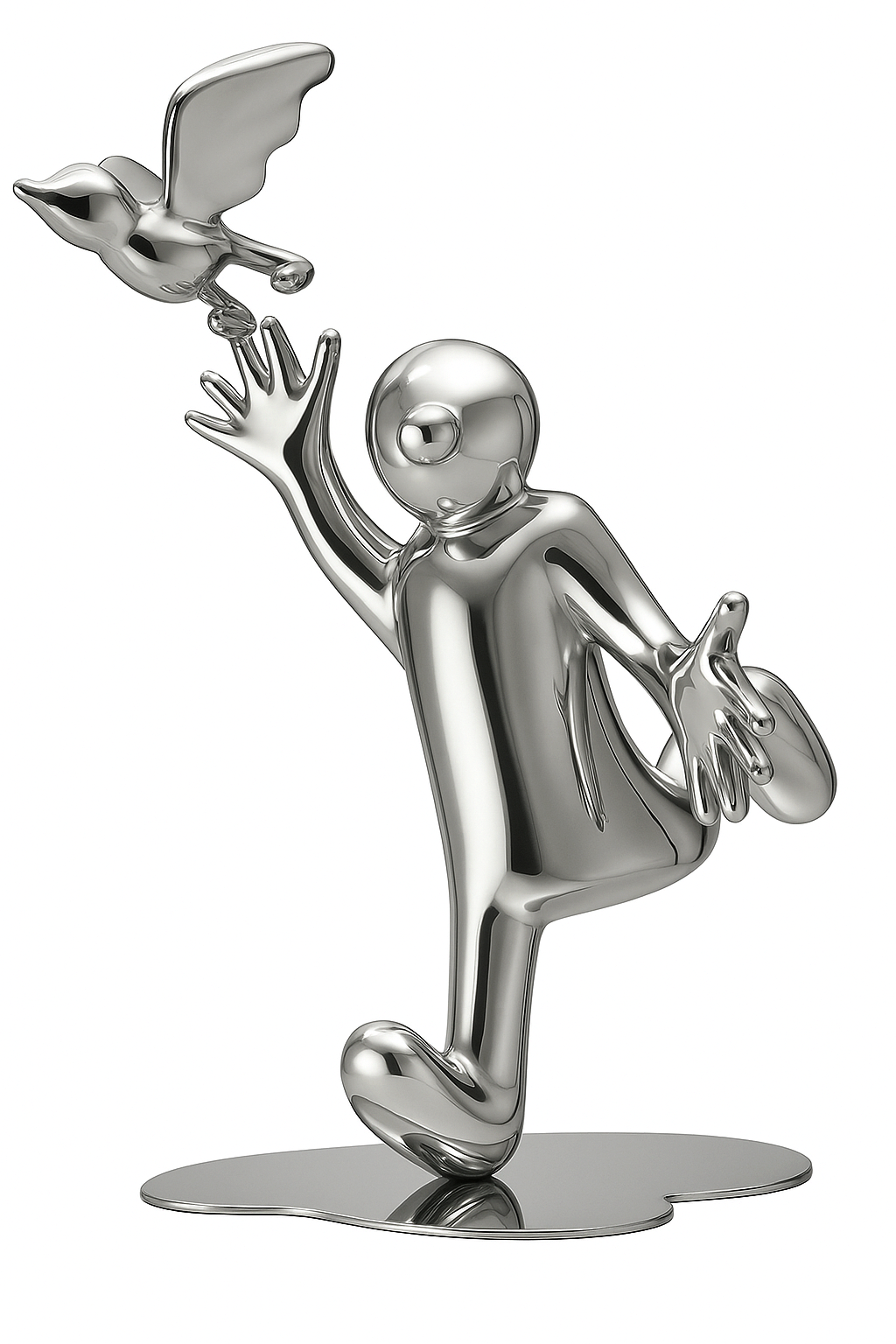 Bird in Hand - Digitally Rendered in High Polish Stainless Steel