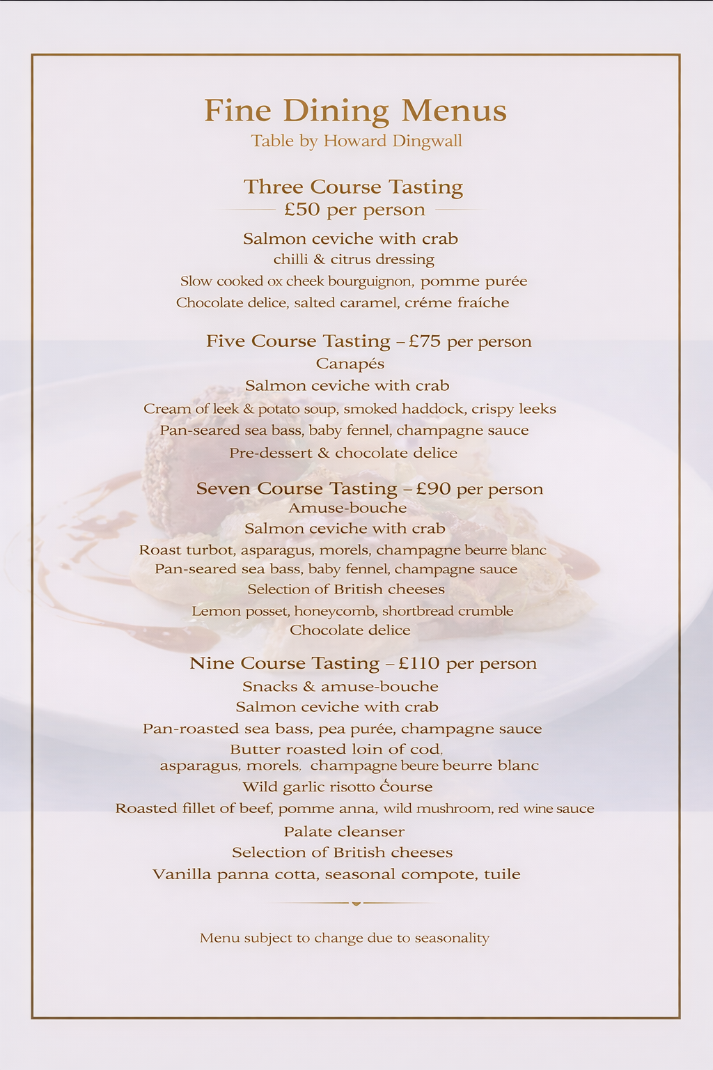 Menus — Table by Howard Dingwall