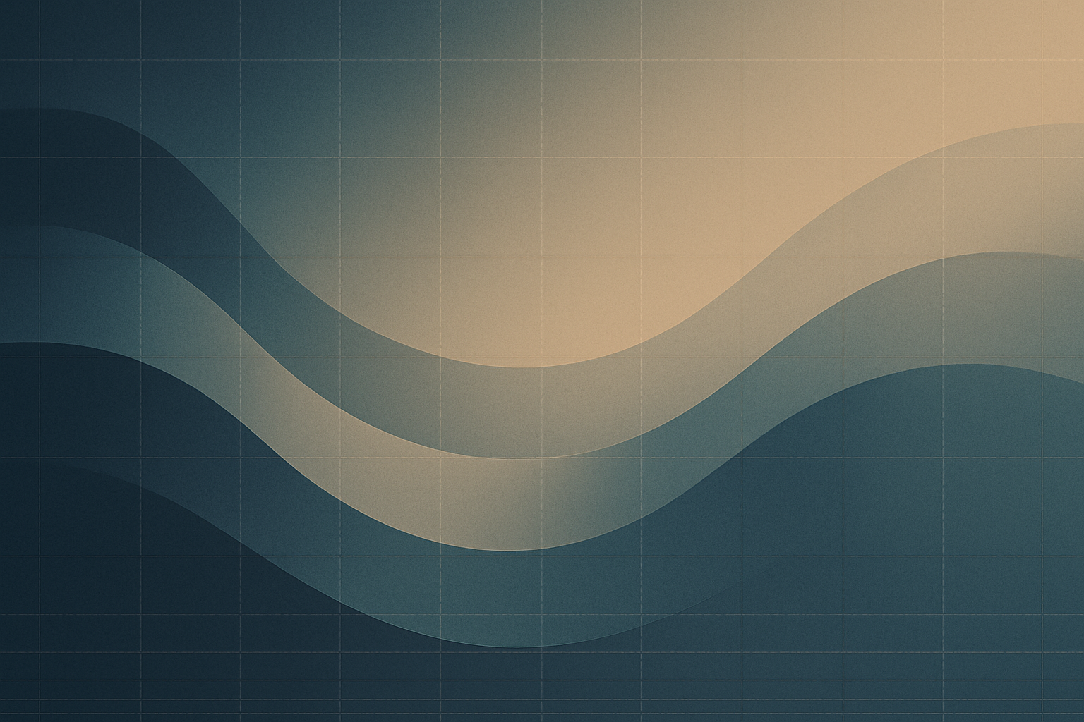 Soft abstract waves blending charcoal, beige, and teal across a structured grid, illustrating organizational movement, people readiness, and smooth change adoption.