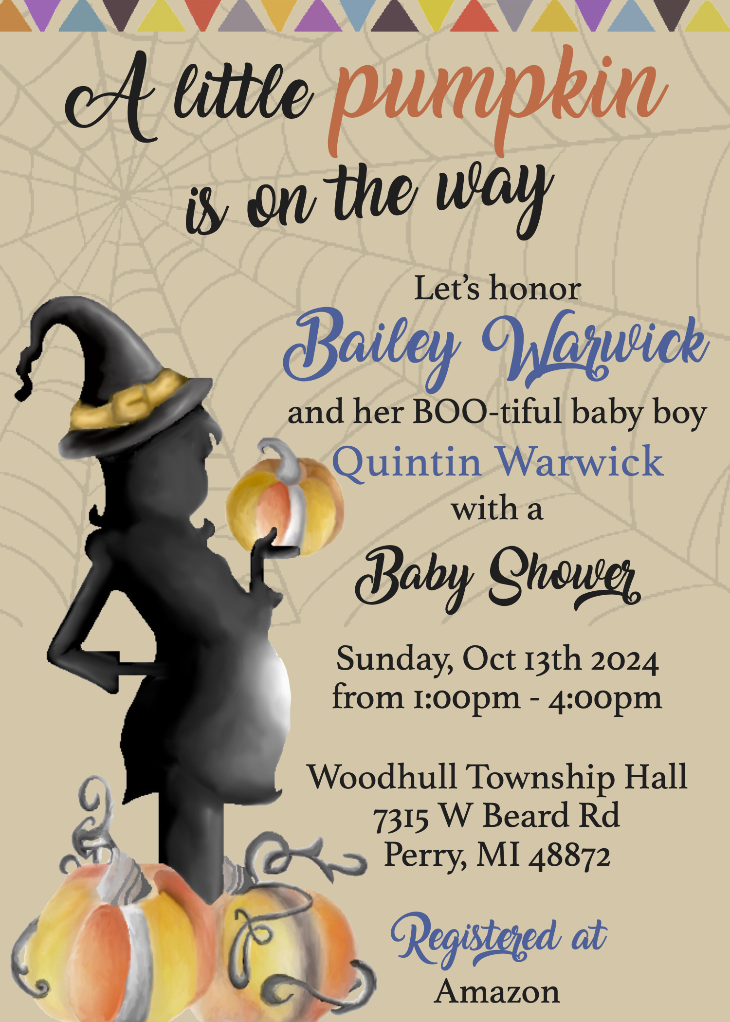 Baby Shower Invite Halloween Theme