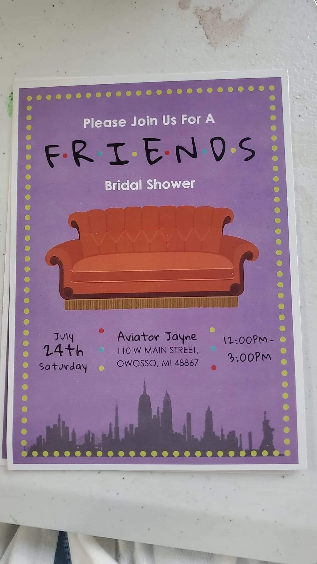 Friends Theme Bridal Shower Front