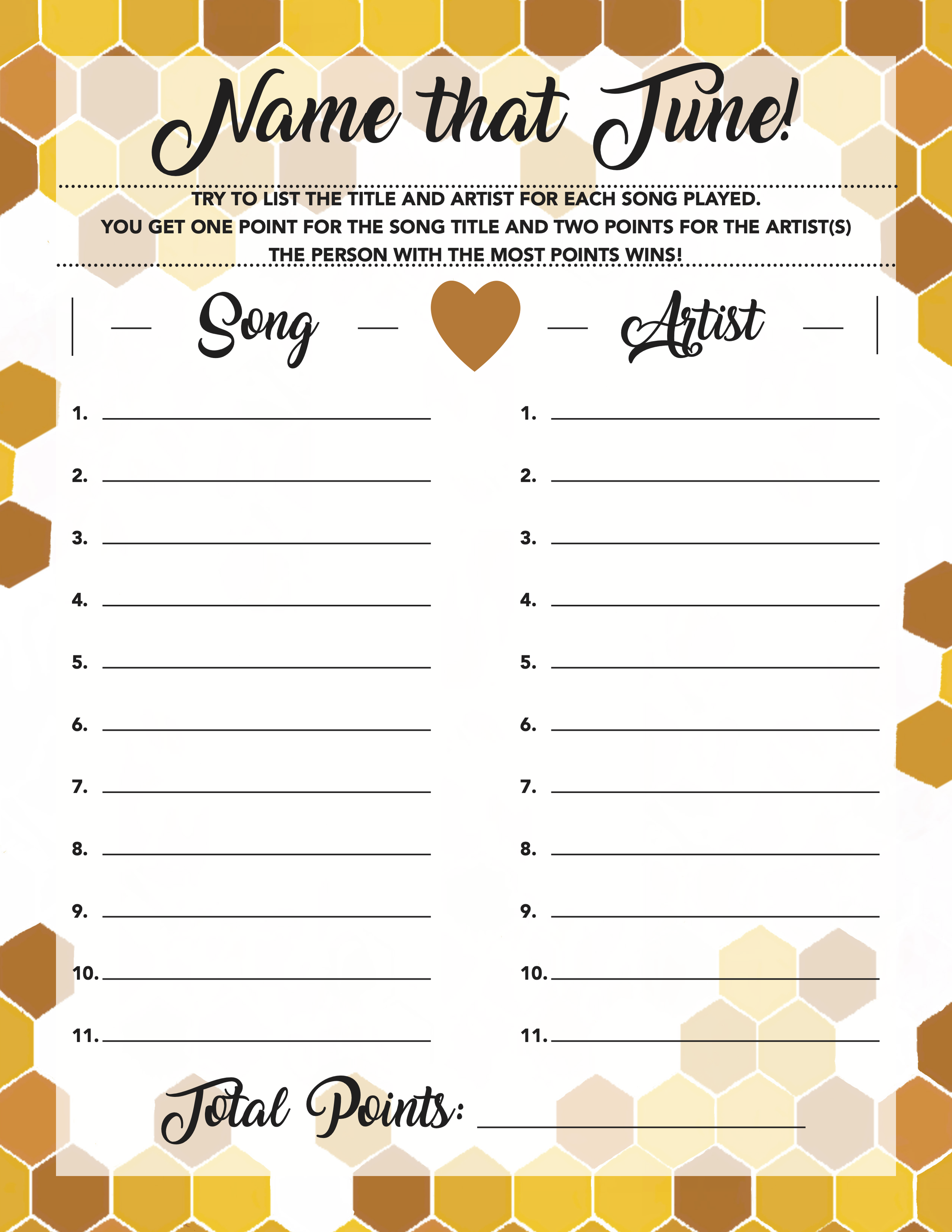 Gender Reveal: Name That Tune Game