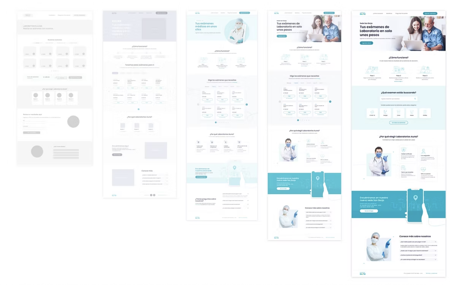 Lab test pages leading to WhatsApp booking