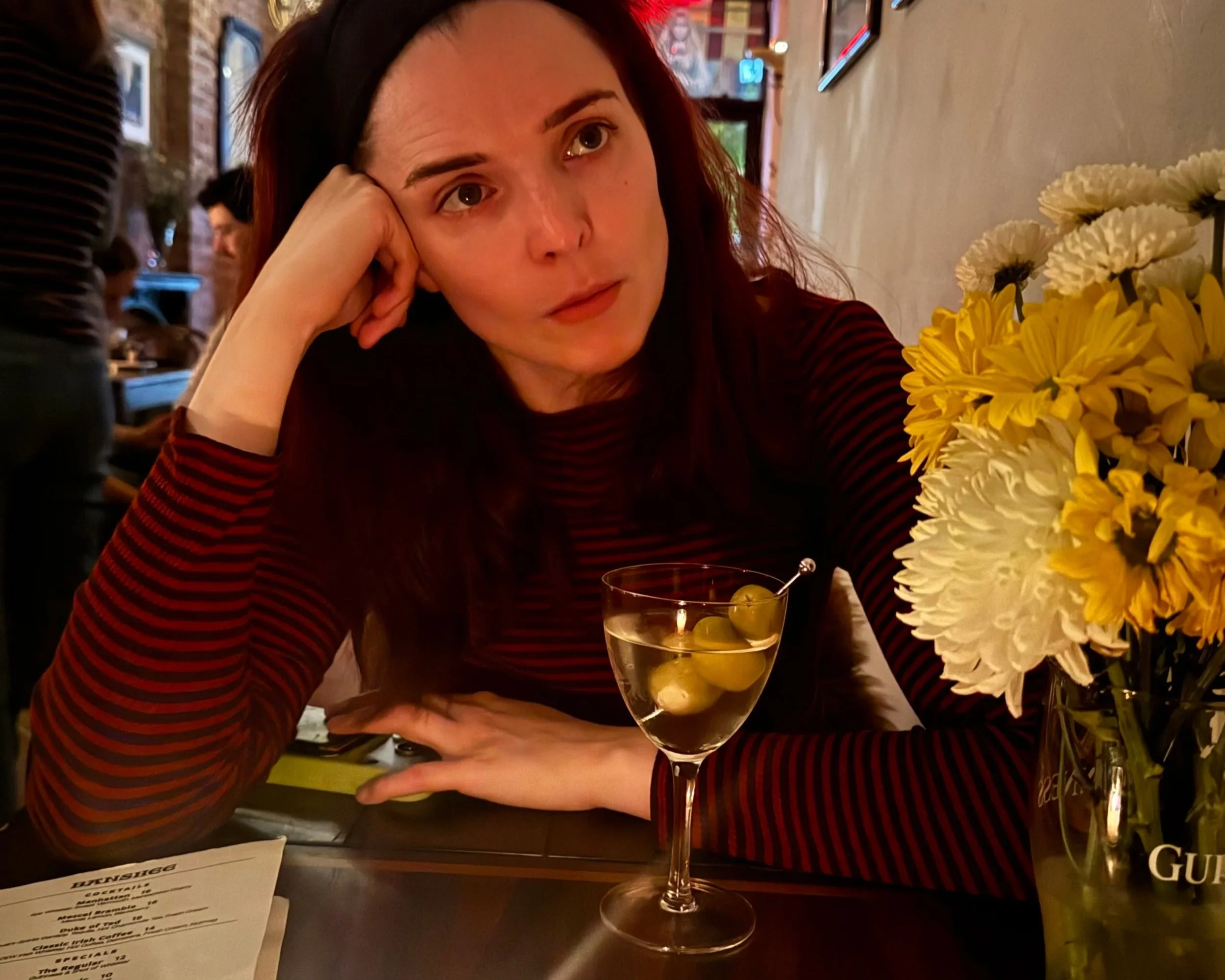 The author at the Banshee Cocktail Bar