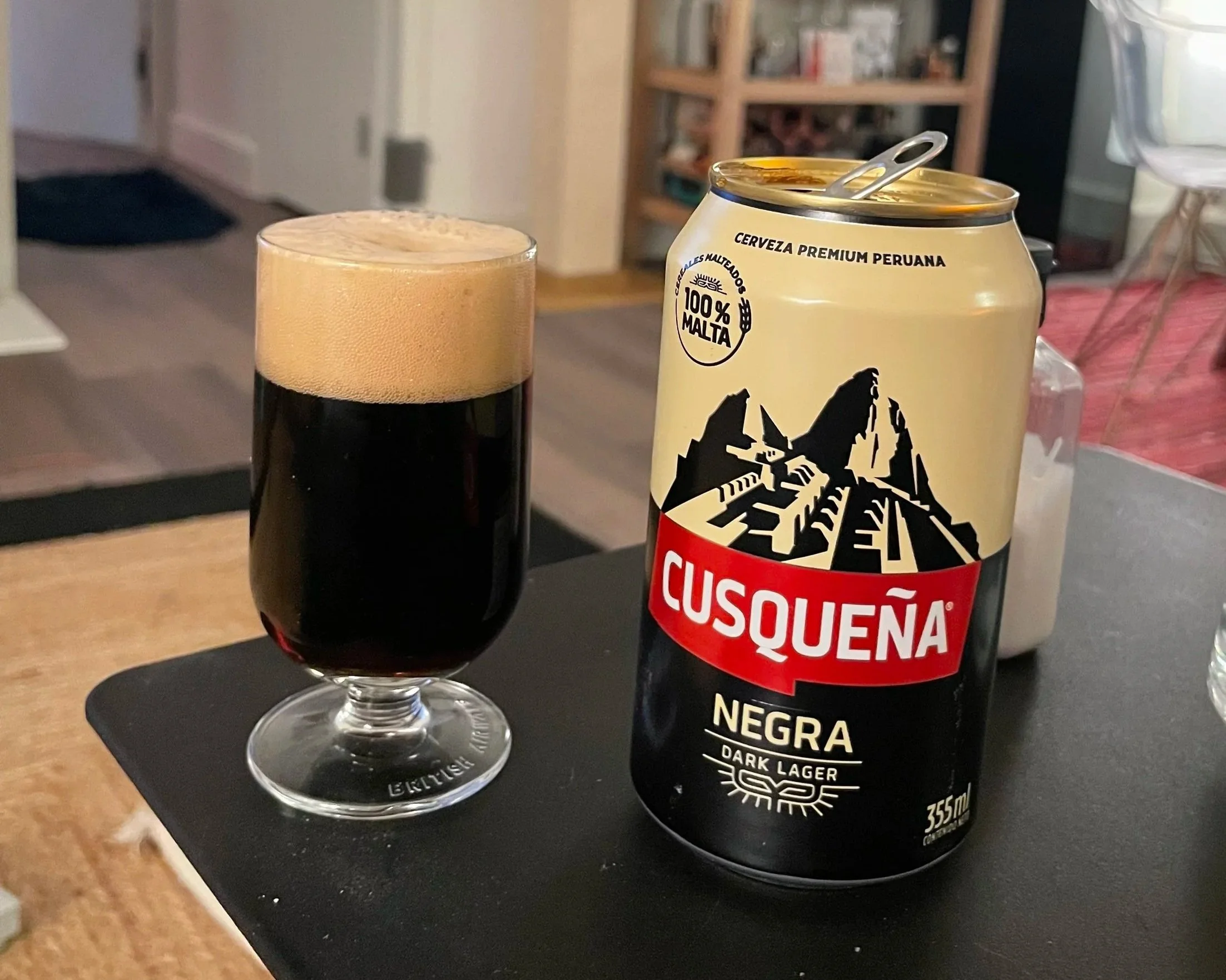Cusquena Peruvian Beer with glass